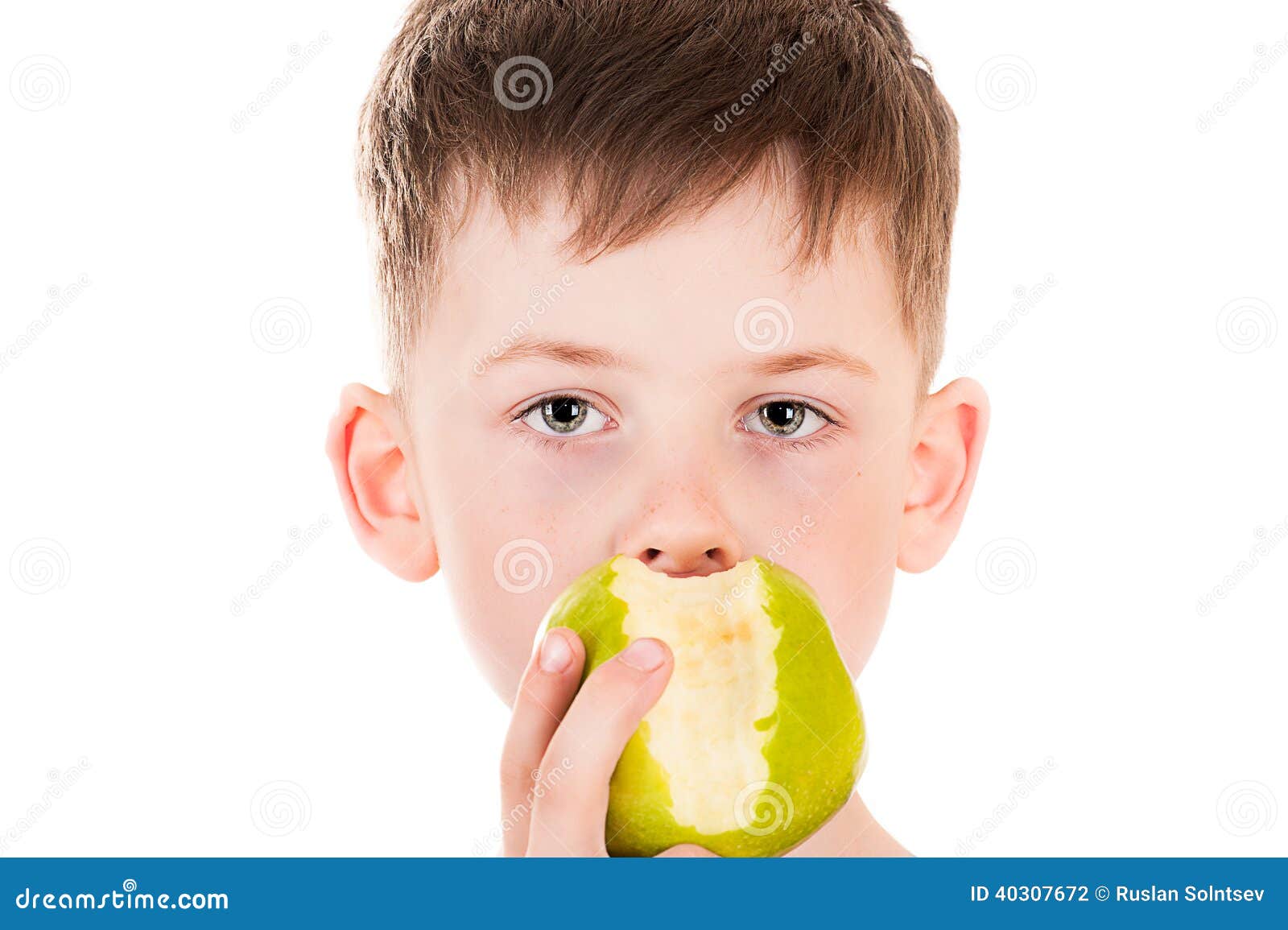 Child biting apple stock photo. Image of apple, fruits 40307672