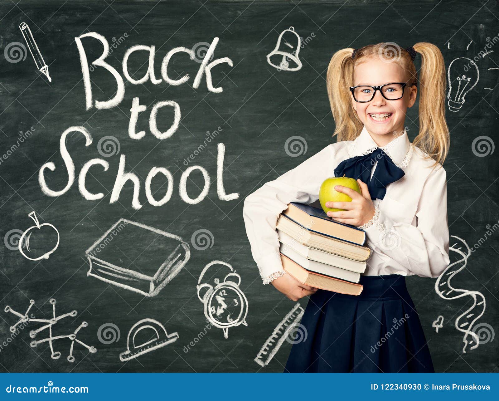 Back to School Blackboard Chalk Drawing Kids Backdrop