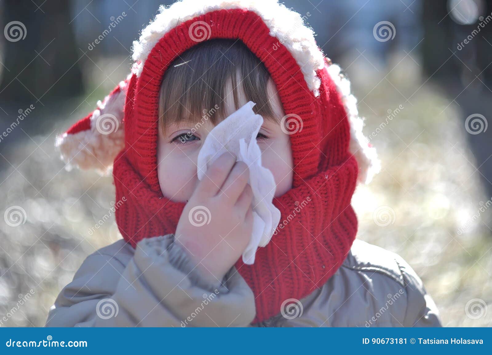 The Child Blows His Nose in a Napkin Stock Image Image of medical