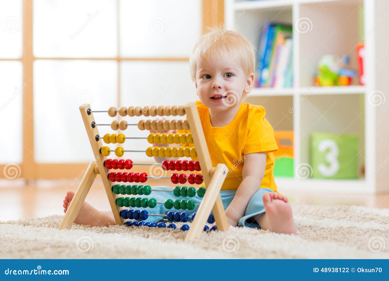 Child Boy Playing with Counter Stock Photo Image of learning, happy