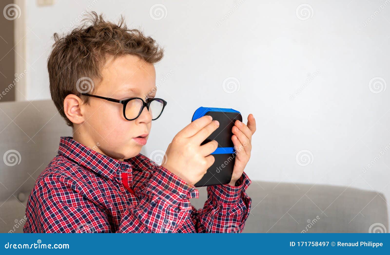 Child Boy Playing Video Game Stock Image Image Of Concentration Play