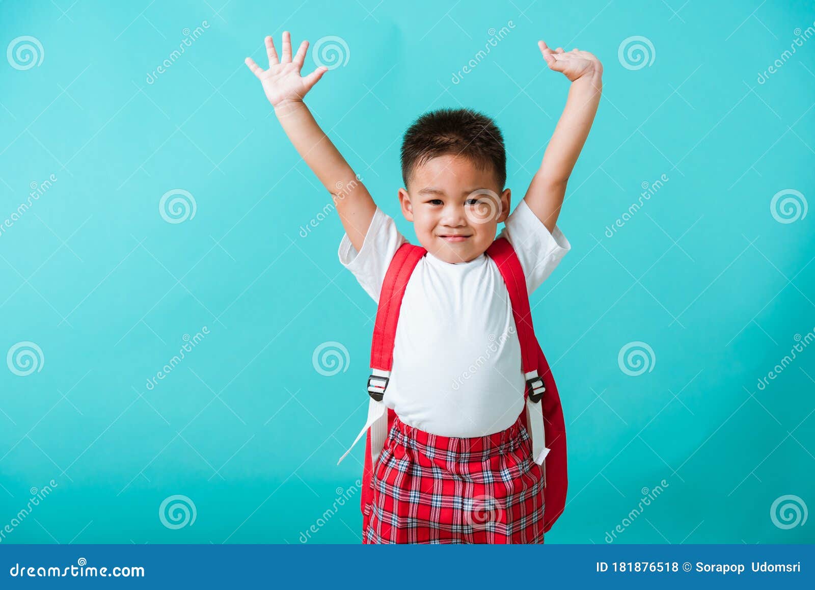 Child Boy In Uniform Smile Raise Hands Up Glad When Go Back To School Stock Photo Image Of Hand Preschool Child Boy In Uniform Smile Raise Hands Up Glad When Go Back To School Stock Photo Image Of Hand Preschool
