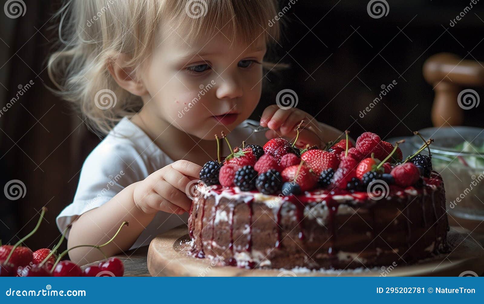 Girl with Cake Child with Cake Stock Illustration Illustration of