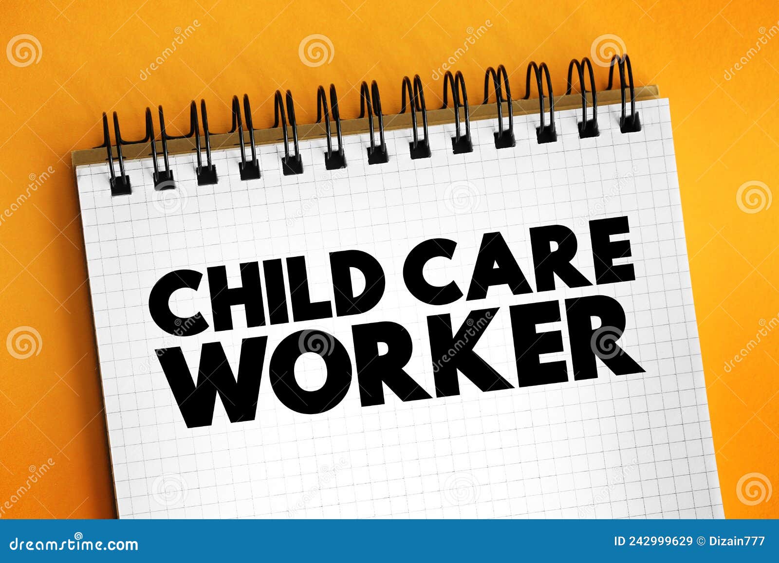 Child Care Worker Text on Notepad, Concept Background Stock Image