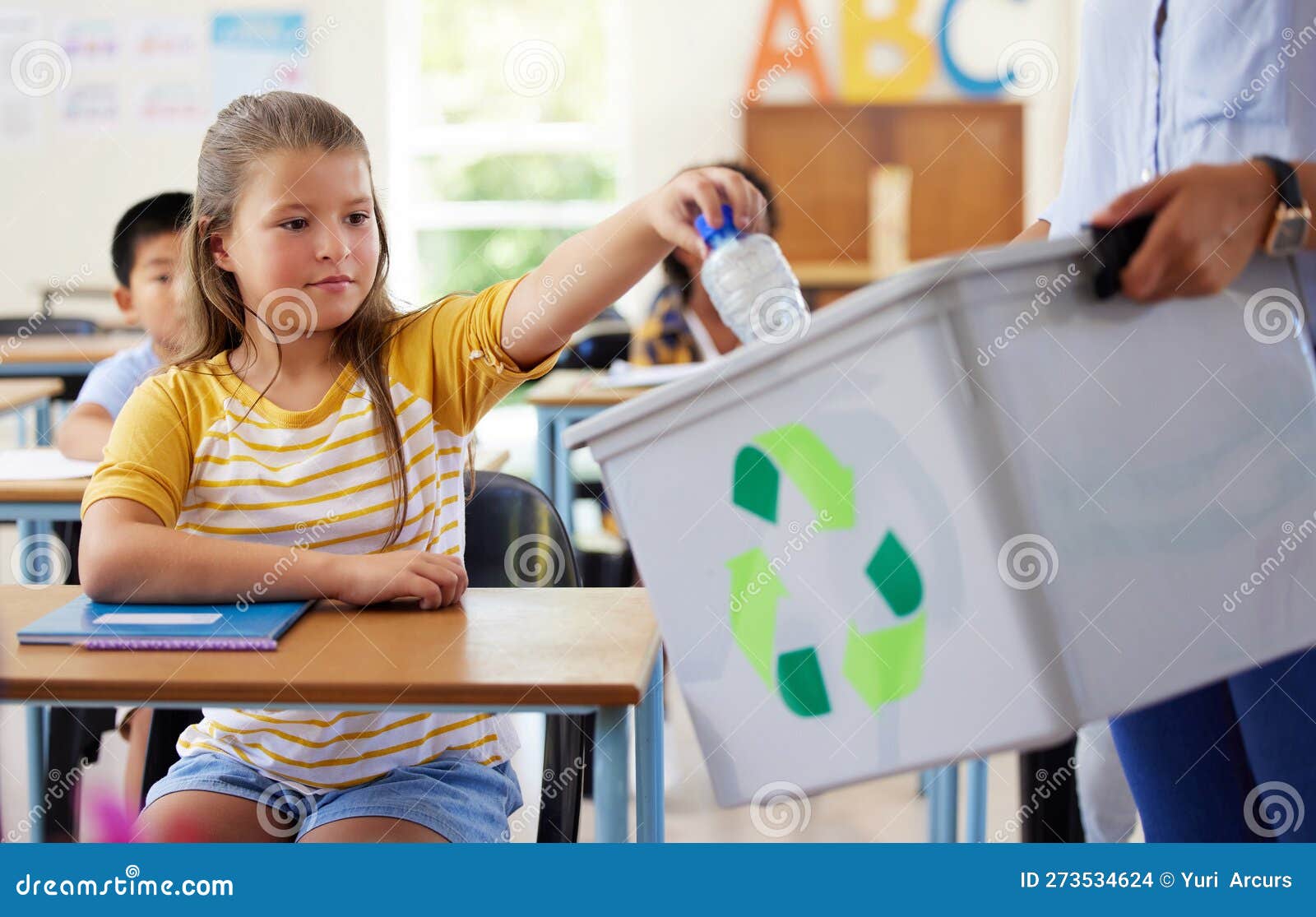 Child Classroom And Recycling Plastic Bottle With Teacher For Ecology child-classroom-and-recycling-plastic-bottle-with-teacher-for-ecology