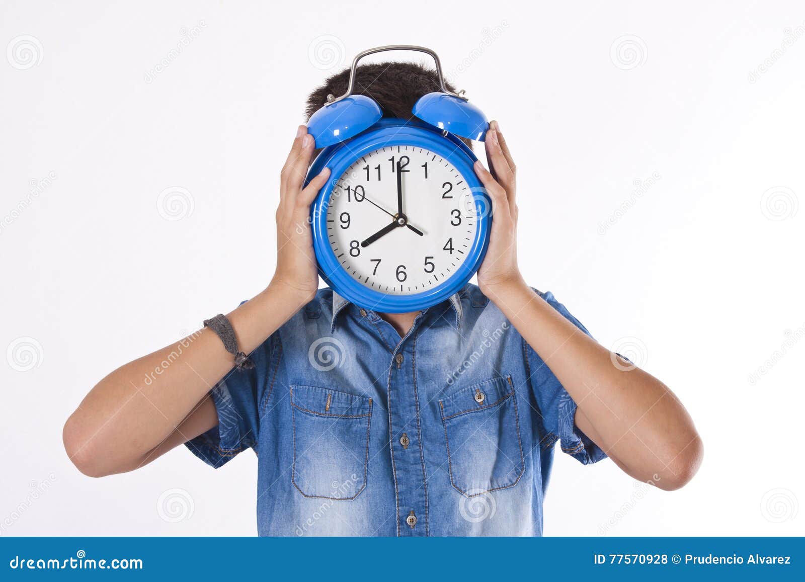 Child with clock stock photo. Image of education, blond 77570928