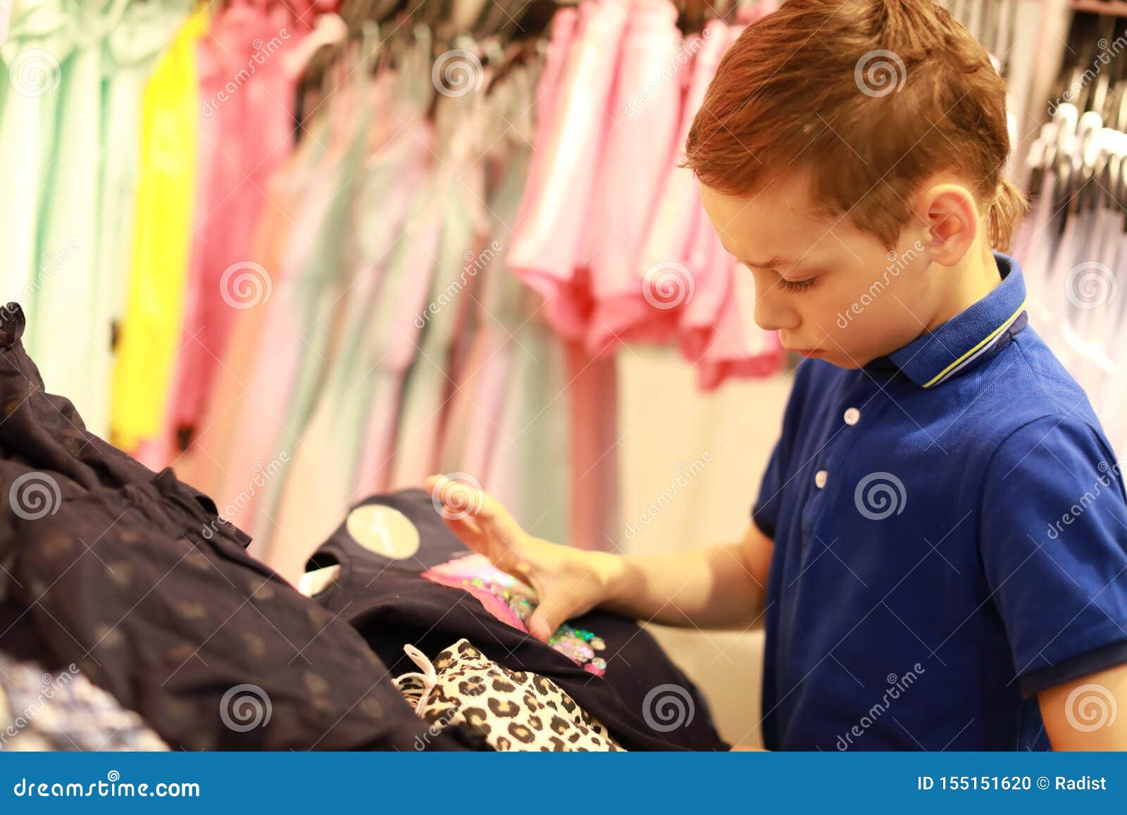 Child in clothing store stock photo. Image of lifestyle - 155151620