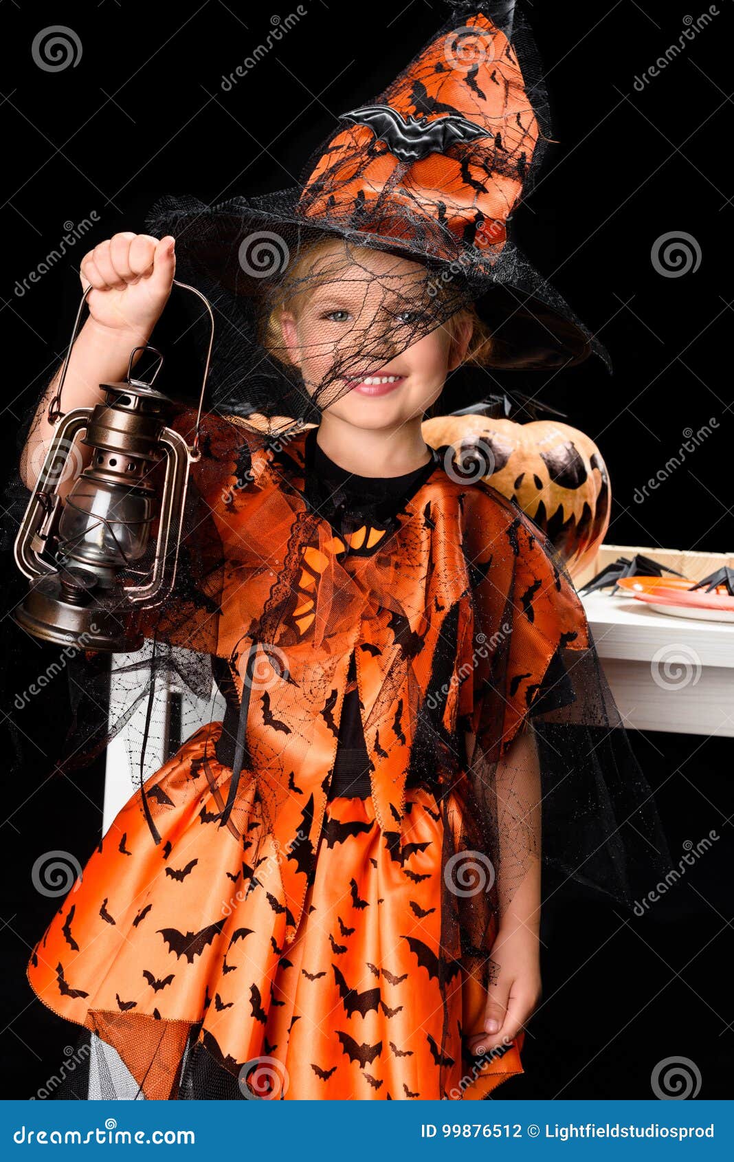 Child in costume of witch stock photo. Image of witch - 99876512