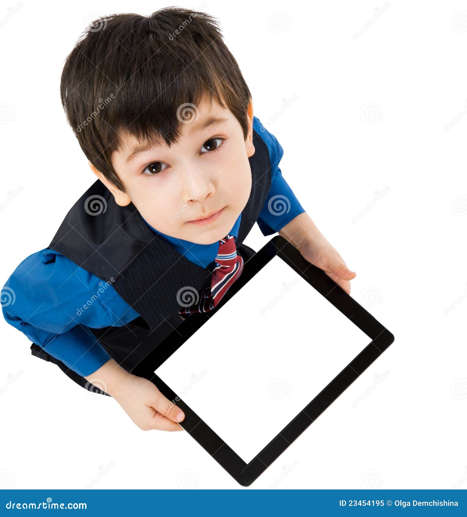 Child with digital tablet stock image. Image of suit 23454195