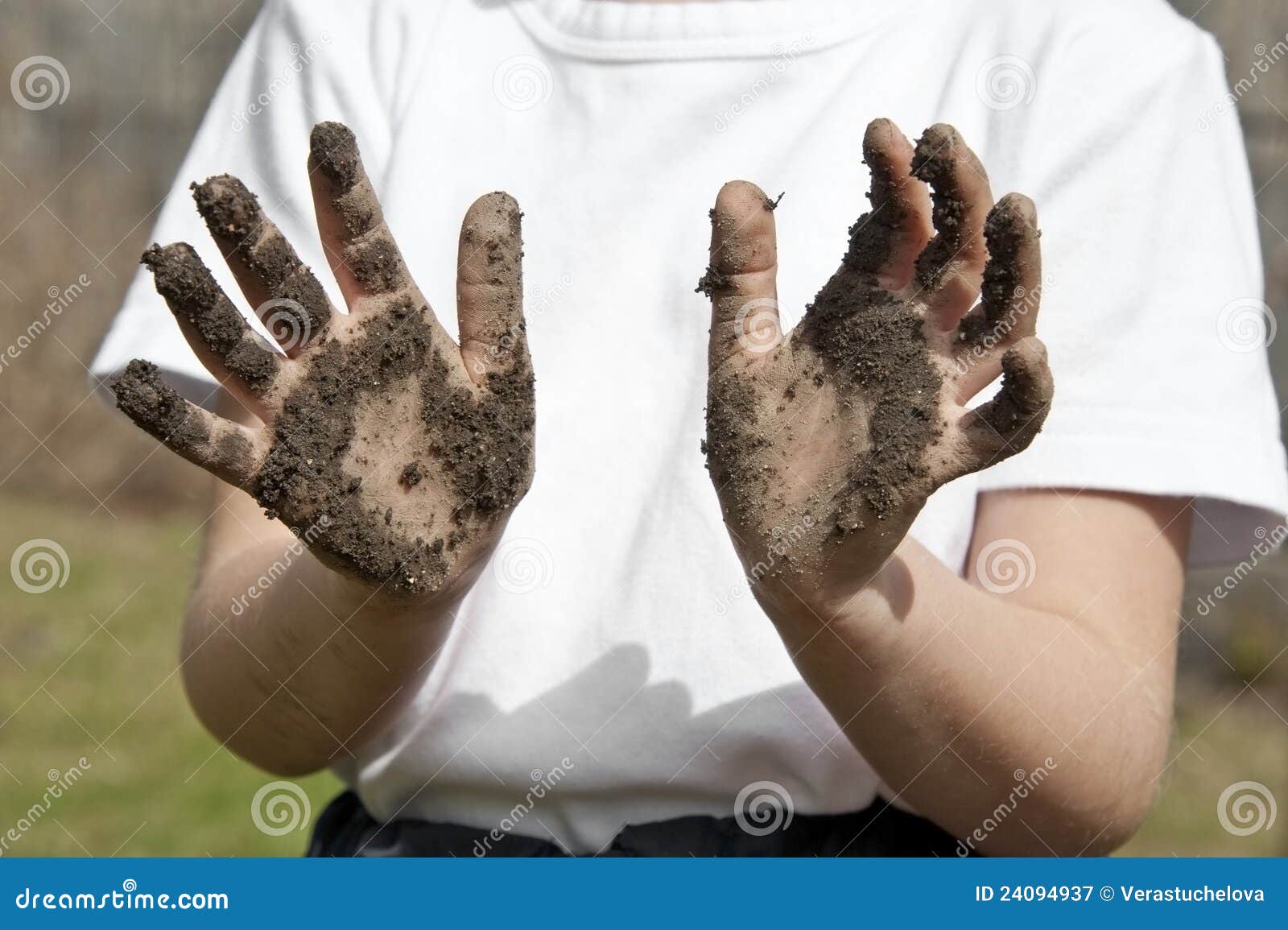 Child with dirty hands stock image. Image of careful 24094937