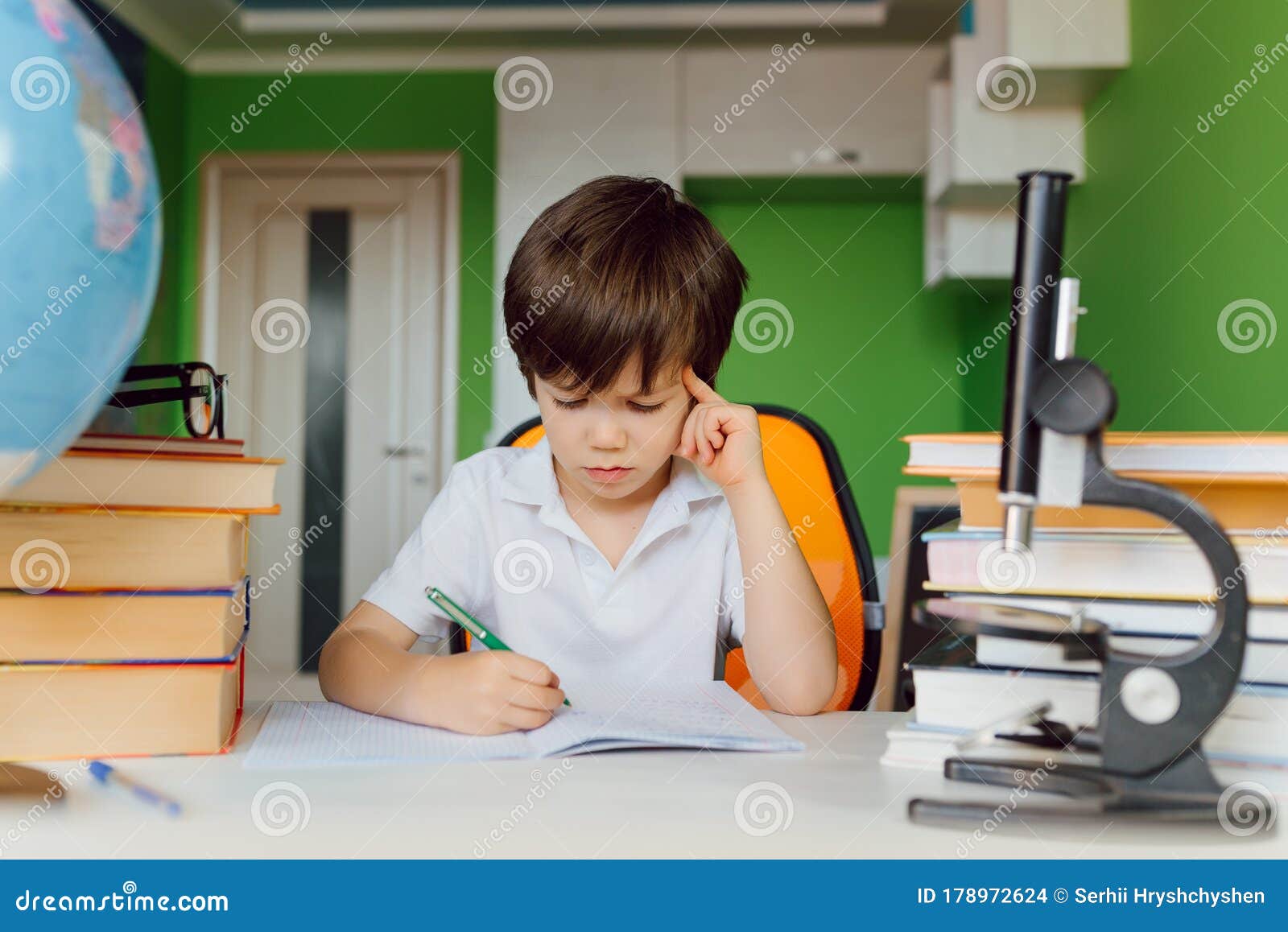 kid with lots of homework