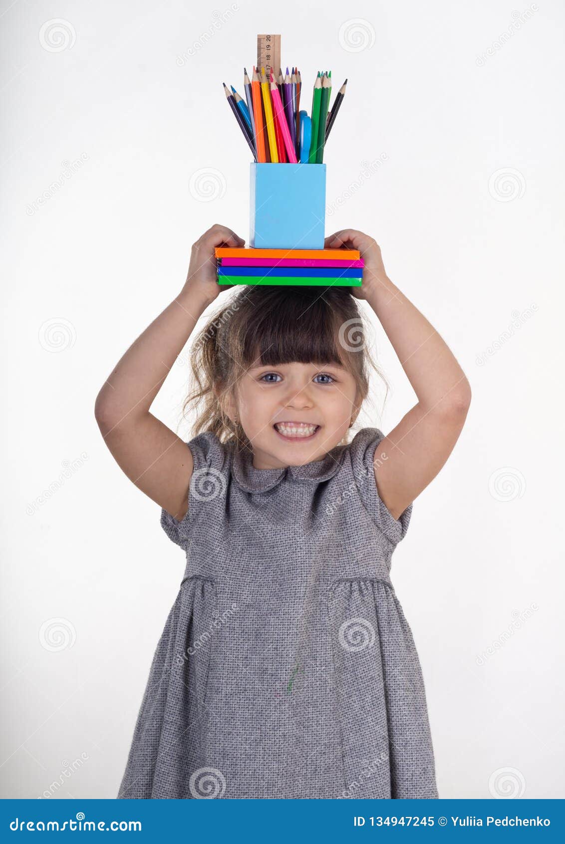 Child With Draw And Paint School Supplies Kids Happy To Go Back To School Stock Image Image Of Cheerful Child
