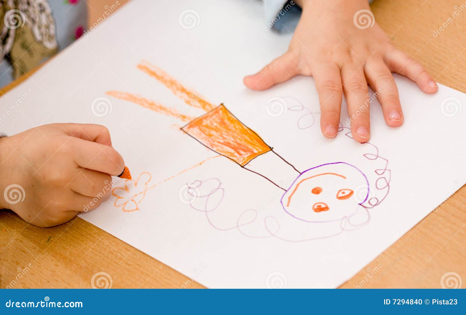 Child drawing stock photo. Image of color, brown, green 7294840