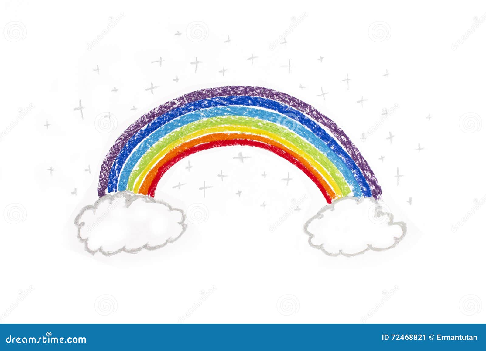 Child drawing rainbow stock illustration. Illustration of ...