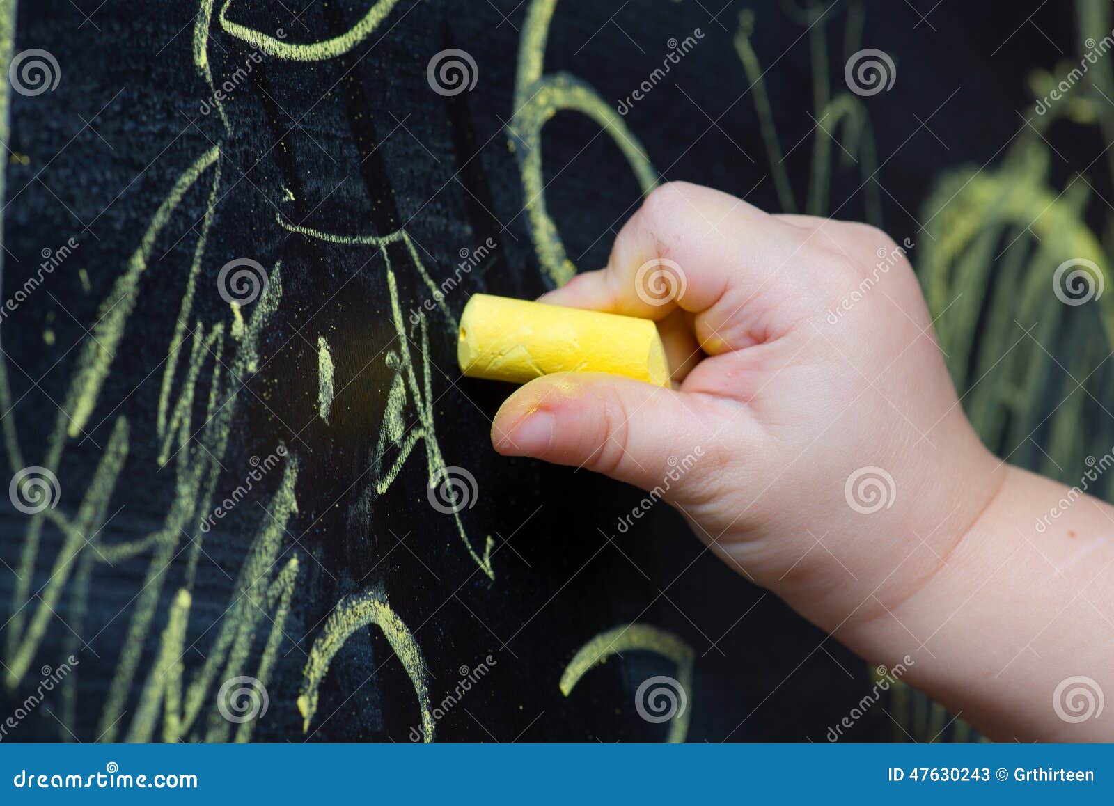 Child draws with chalk stock image. Image of child, copy 47630243