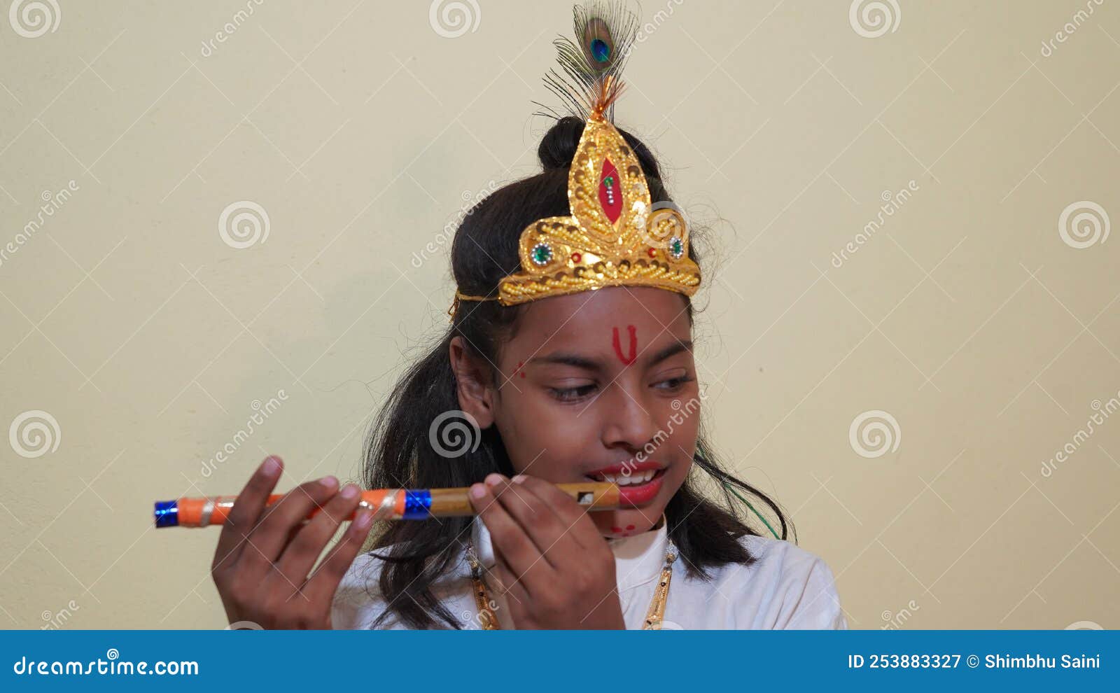 Child Dressed As Lord Sri Krishna on the Janmashtami Festival or ...
