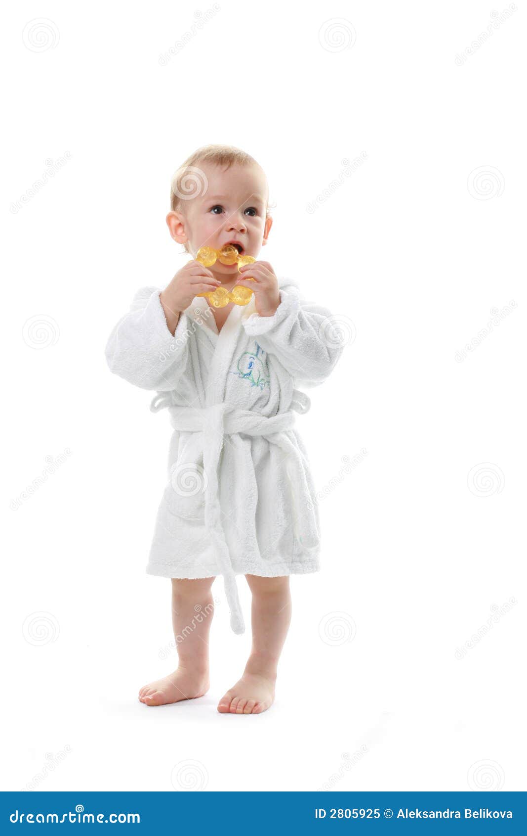 Child in a dressing gown stock image. Image of rubber 2805925