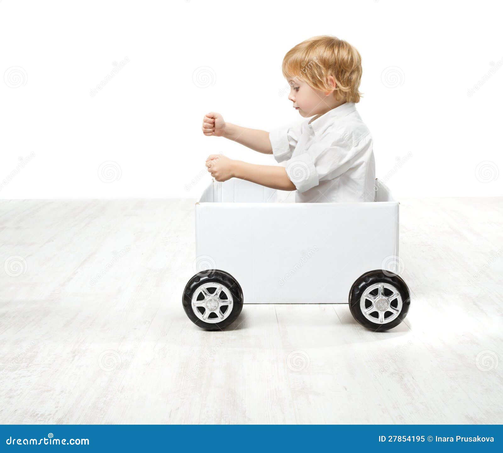 Child driving toy box car. stock image. Image of inside 27854195
