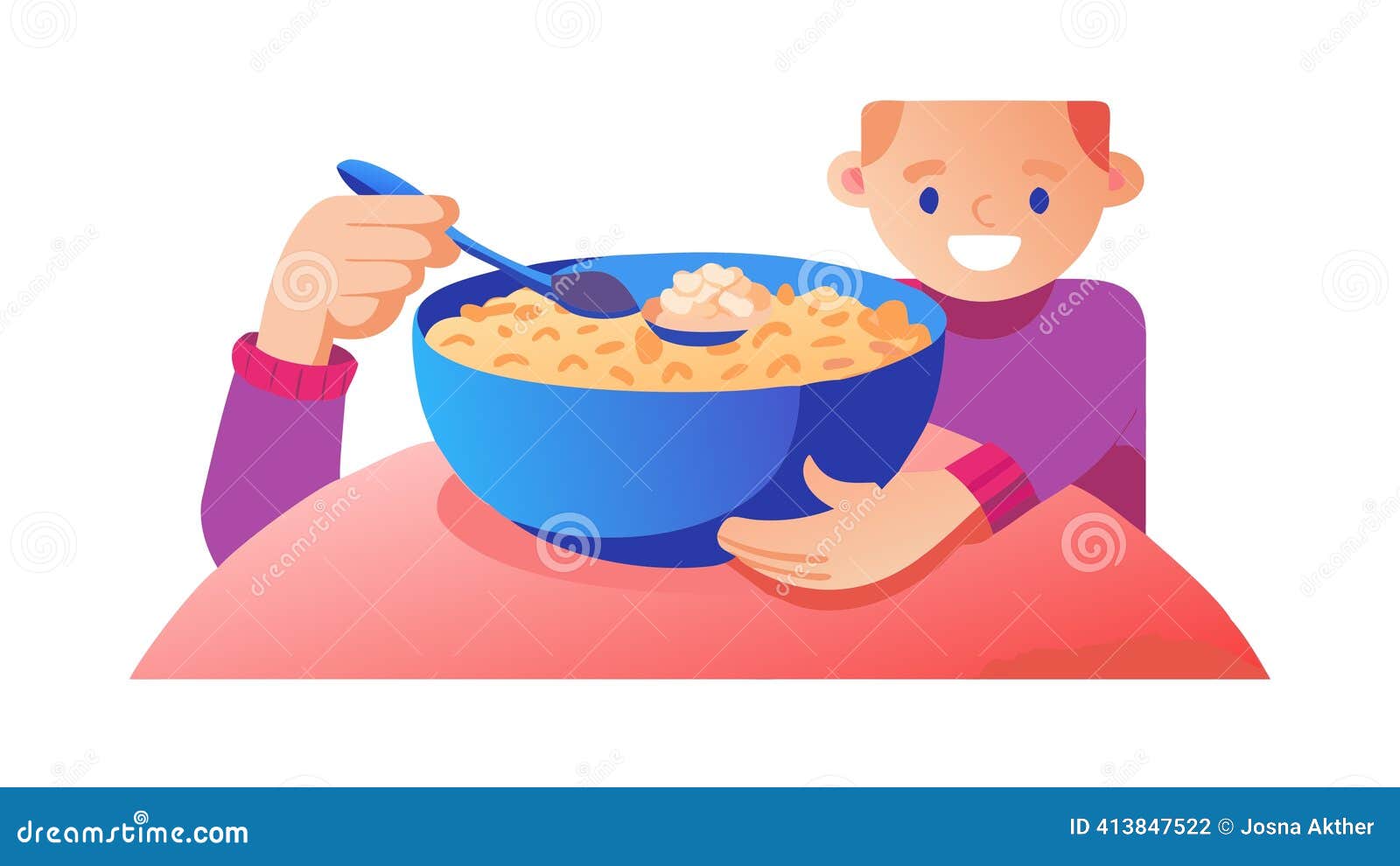 Child Eating Cereal Happily for Breakfast, Nutritious Morning Routine  Vector, Vector Design Generative AI Stock Vector - Illustration of breakfast,  child: 413847522, image size:1600x990