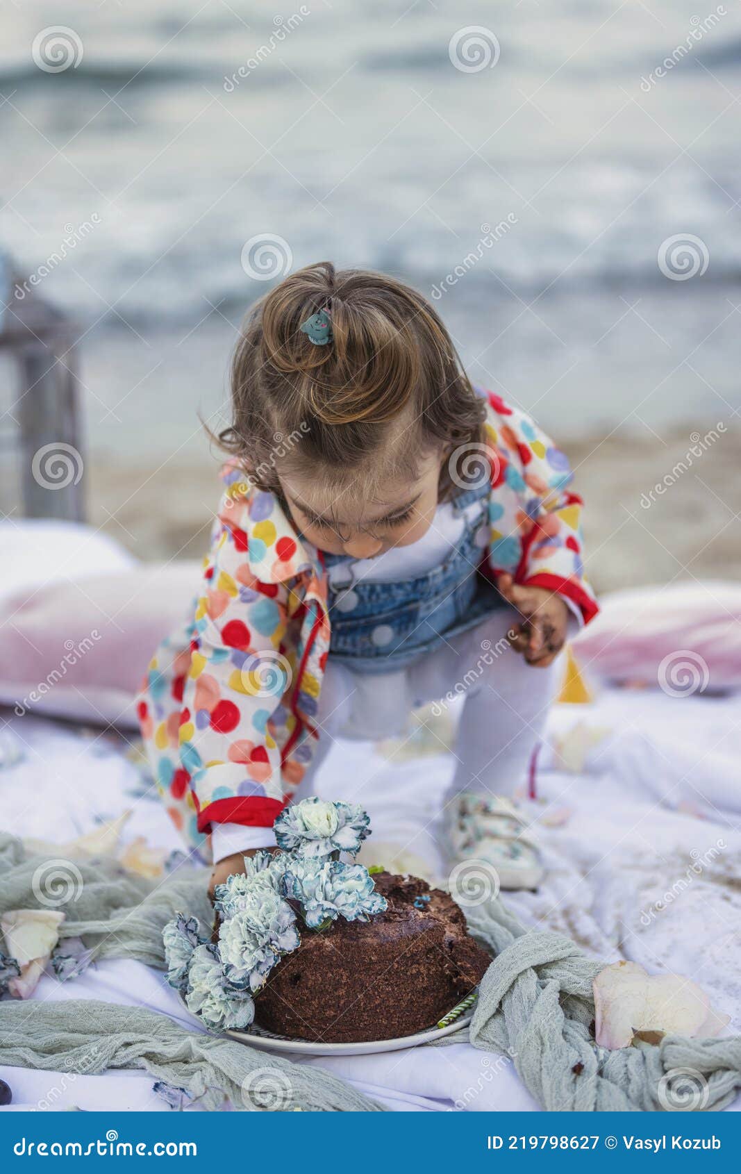 Child Eating Cake with His Hands Stock Image Image of kitchen, dirty