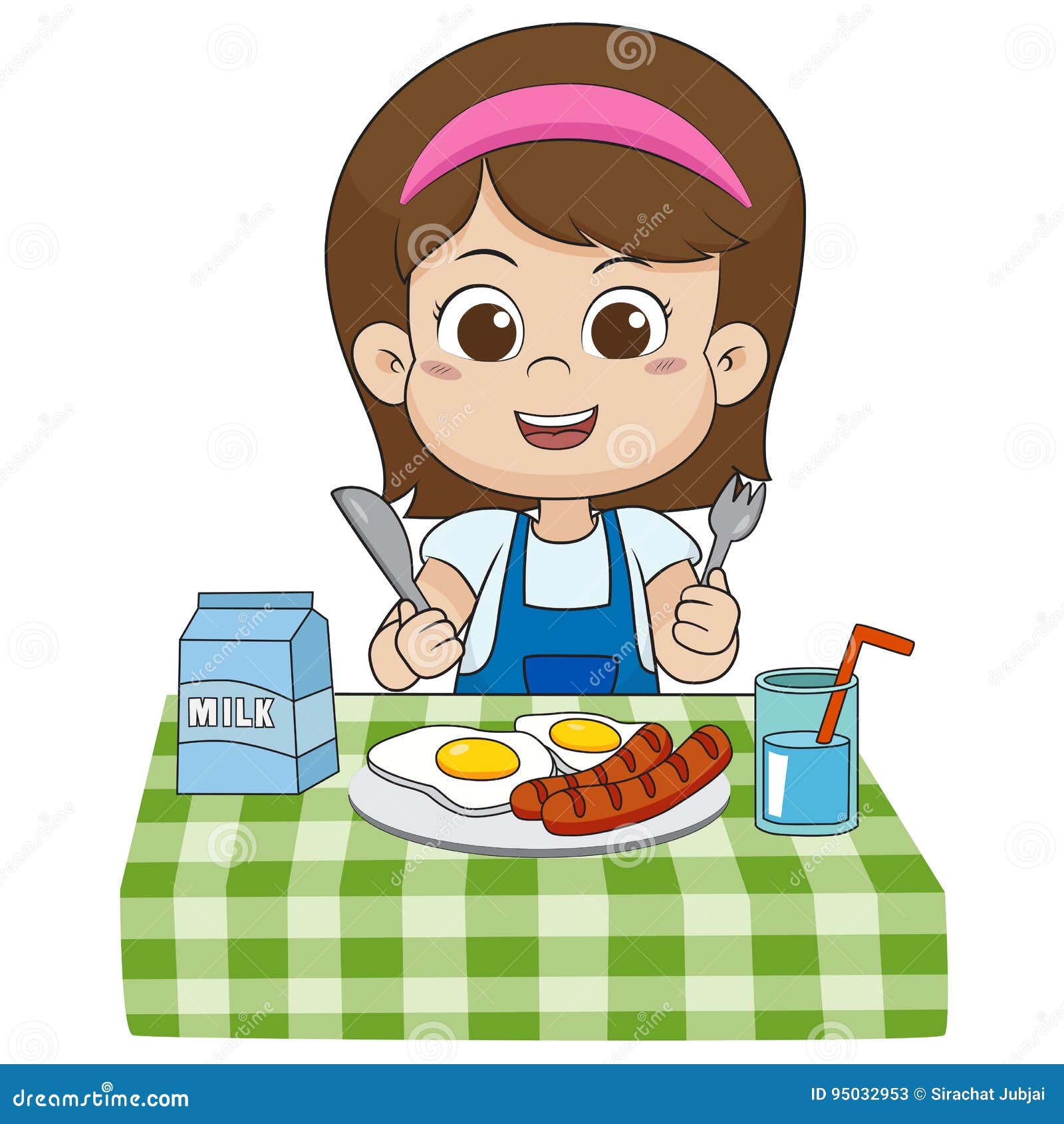 The Child Eats Breakfast that Can Affect the Growth of Children Stock