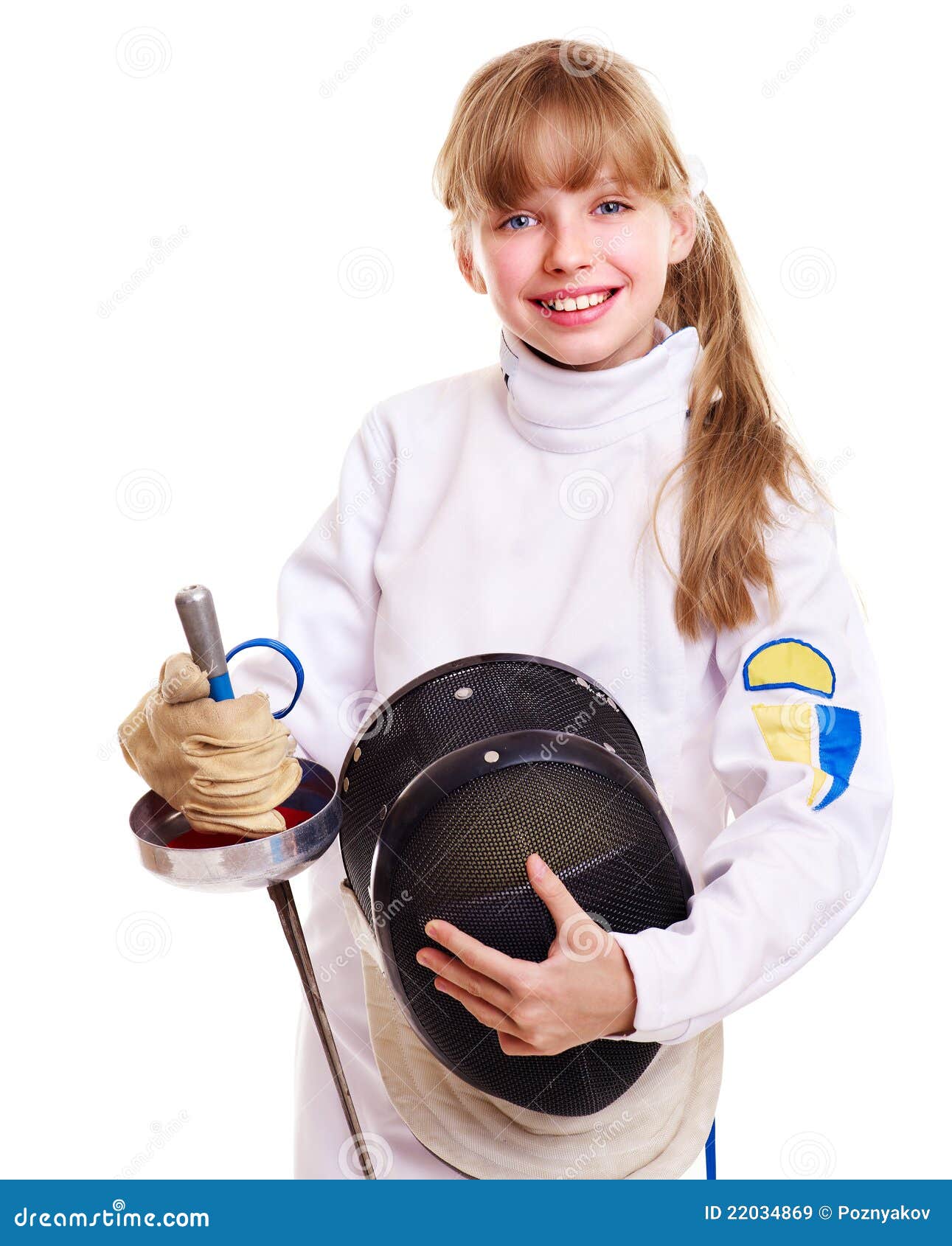 Child in Fencing Costume Holding Epee . Stock Image Image of mask