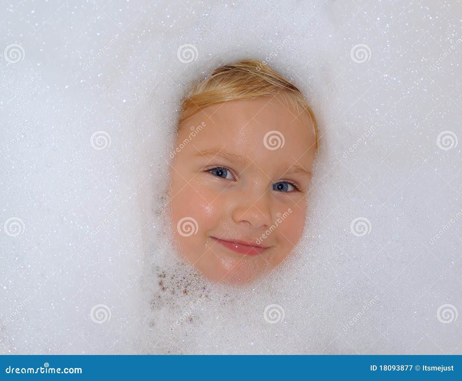 Child in a foam bath stock image. Image of girl, foam 18093877
