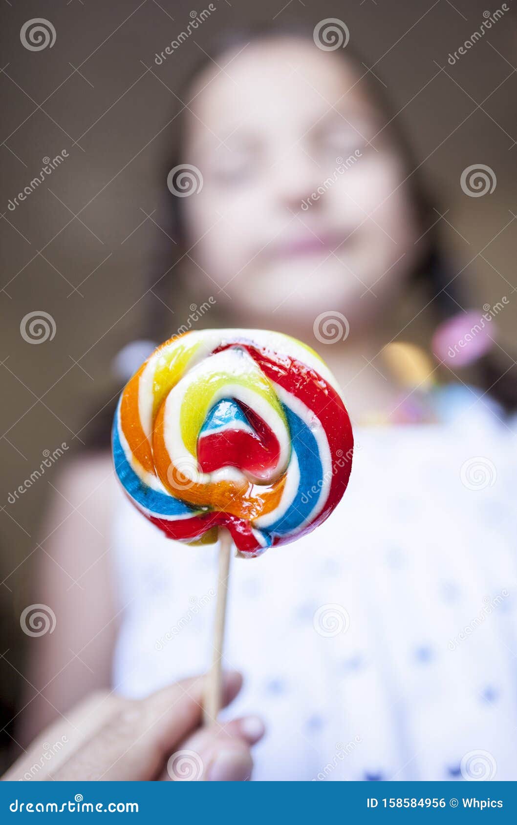 Child Girl with Colorful Big Lollipop Stock Photo - Image of female ...