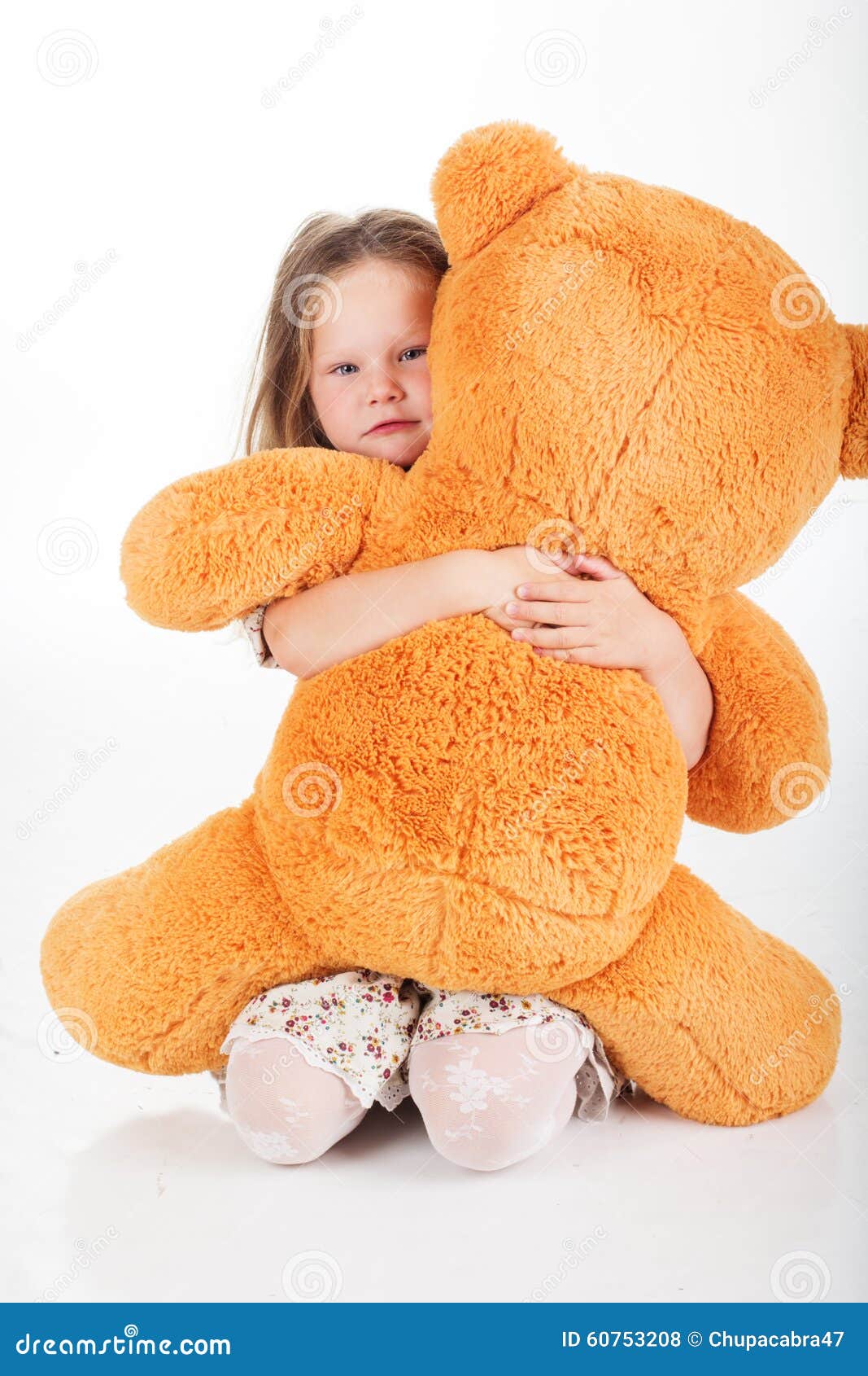 Child Girl is Holding Teddy Bear, Studio Stock Photo - Image of ...