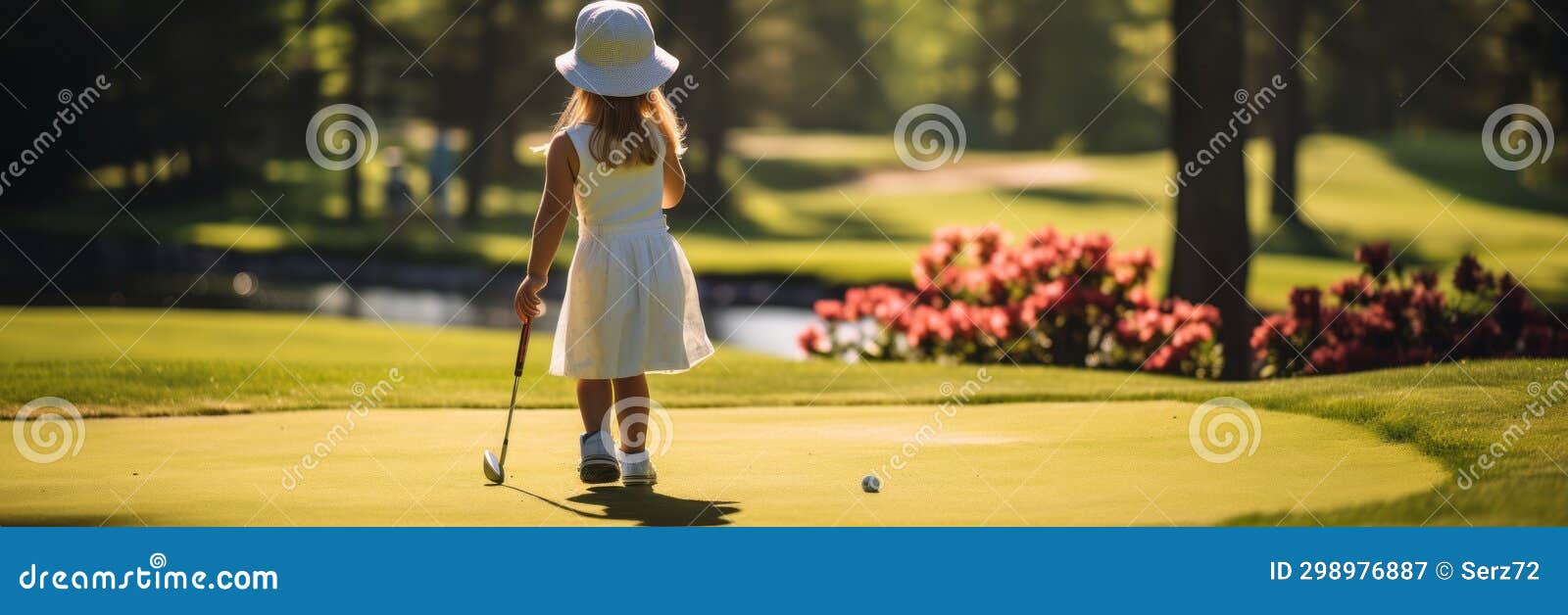 Child with a Golf Club Learning To Play Golf in Golf Stock Image