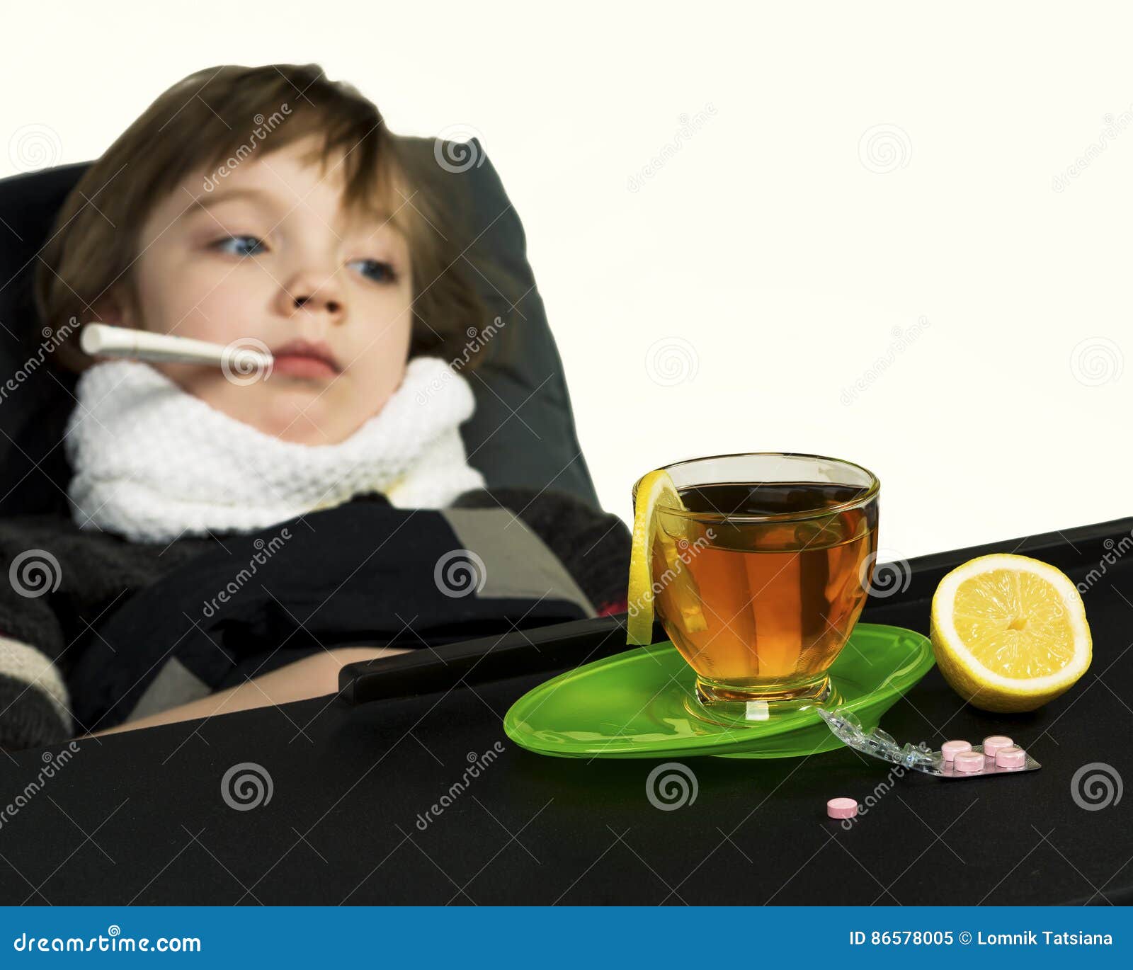 The Child Got Sick, Fever, Cough, Runny Nose Stock Image Image of worried, thermometer 86578005