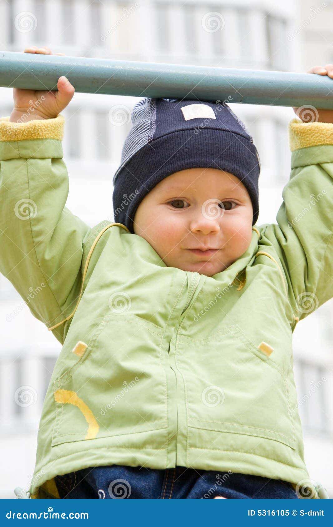 The Child Hanging on a Horizontal Bar Stock Image Image of nature