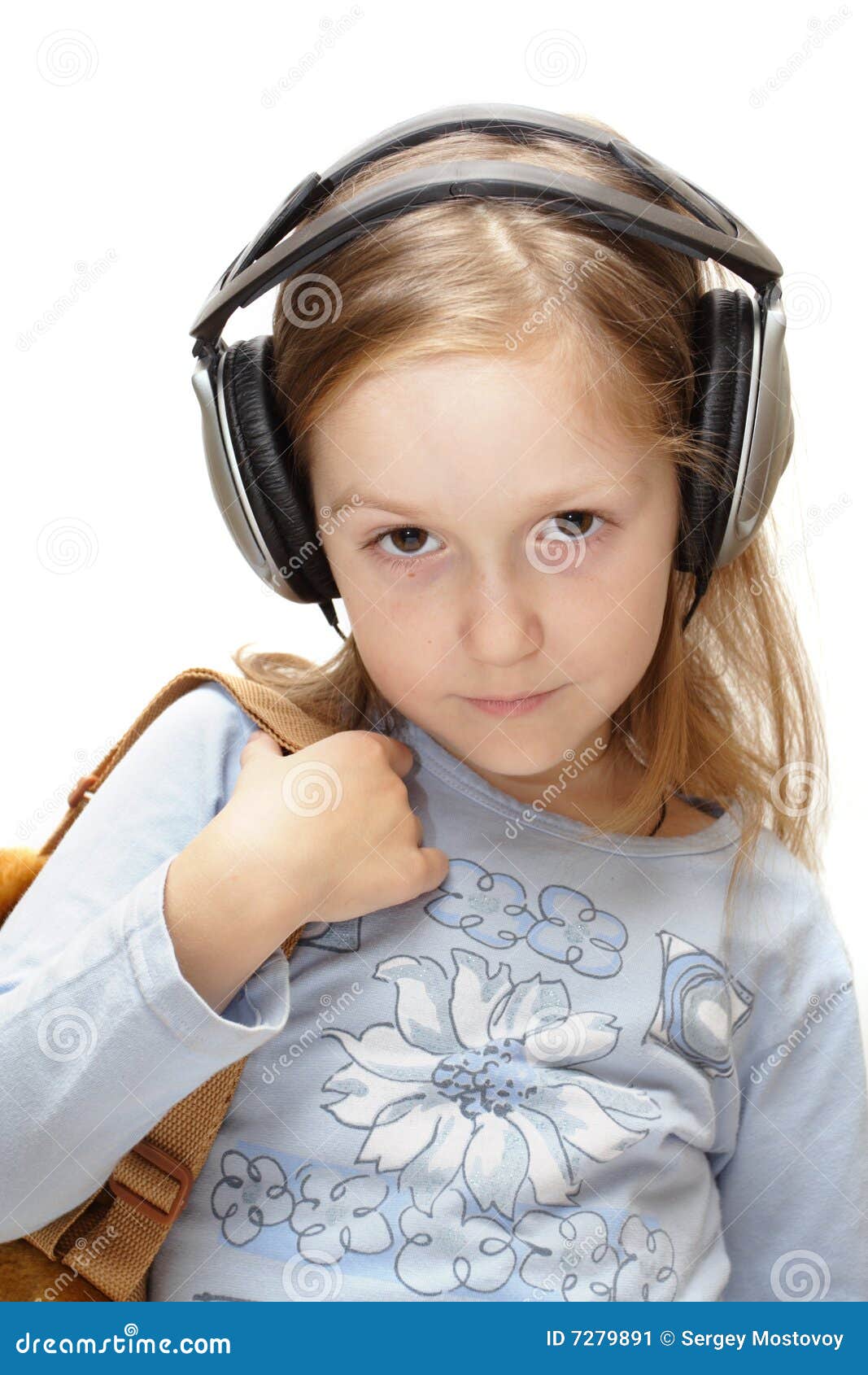 Child with headphones stock image. Image of modern, girl 7279891
