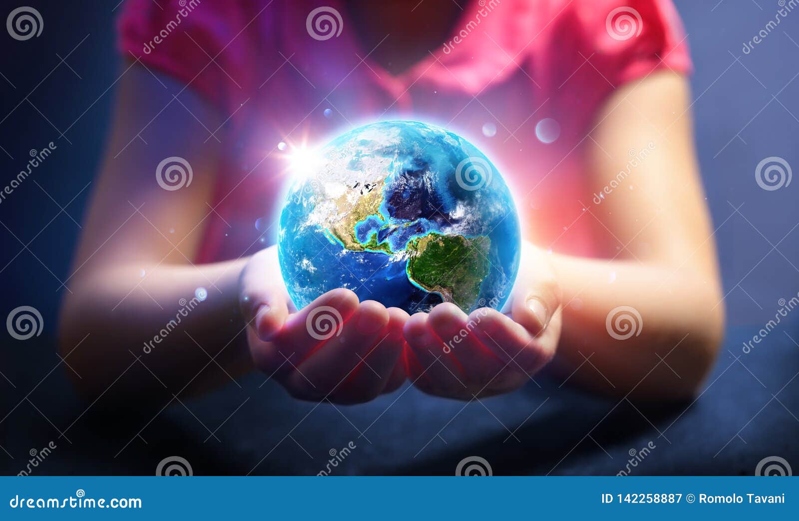 child hold world - magic of life - earth day concept -