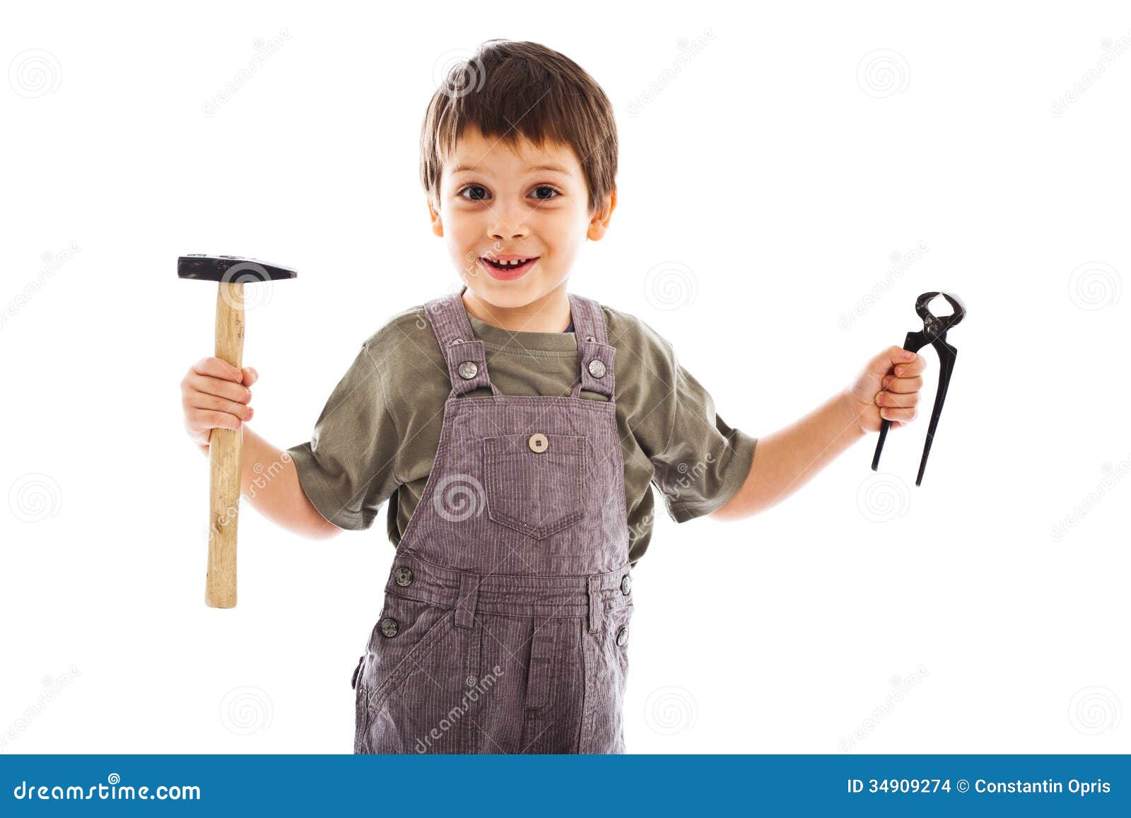 Child Holding Carpenter Tools Stock Photo Image of future, worker