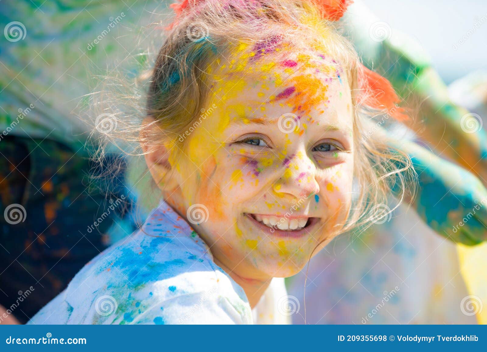 Child Holi Festival. Painted Face of Funny Kid. Little Boy Plays with  Colors. Stock Photo - Image of colored, bodyart: 209355698