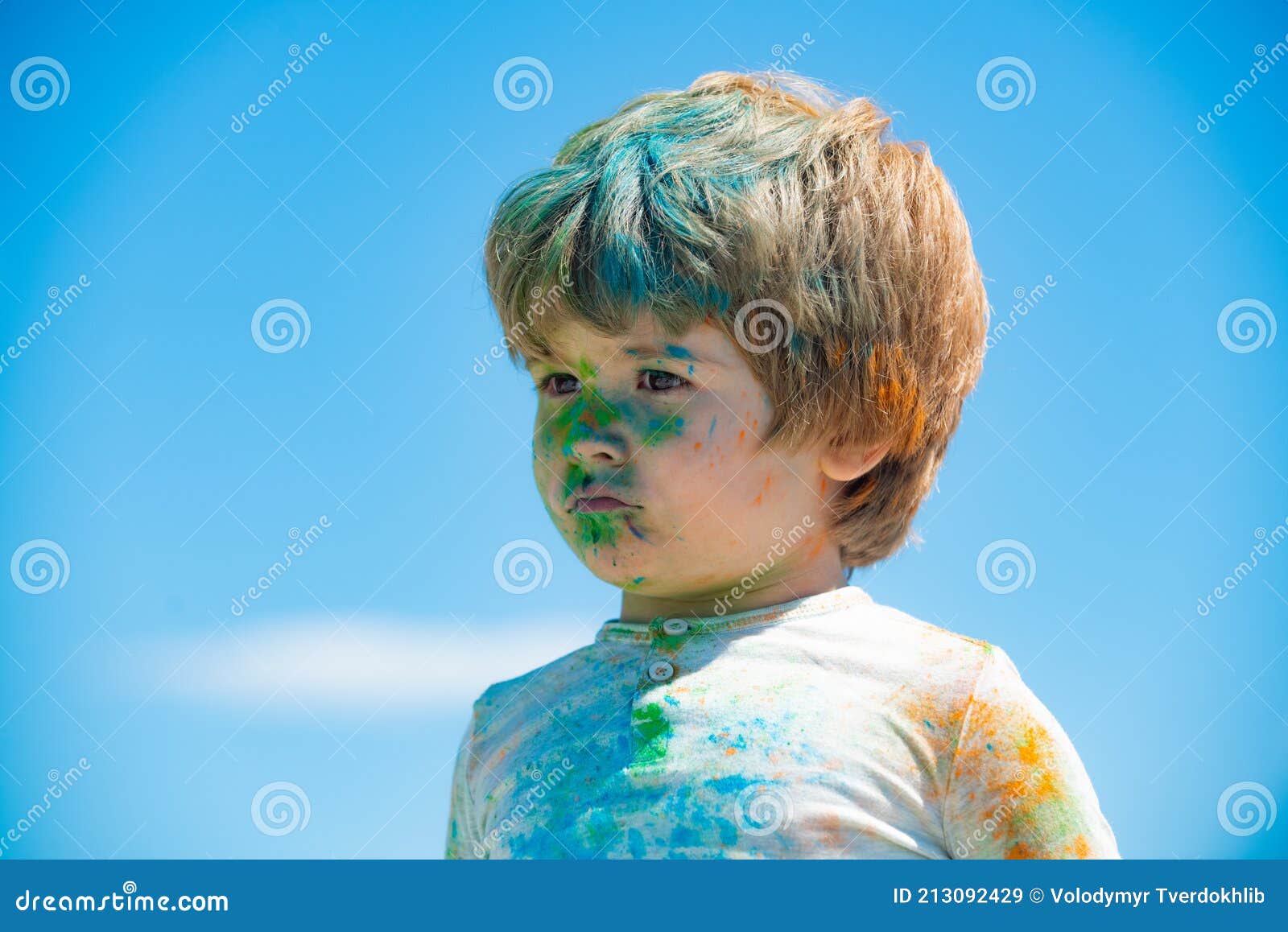 Child Holi Festival. Painted Face of Funny Kid. Little Boy Plays with  Colors. Stock Image - Image of festival, positive: 213092429