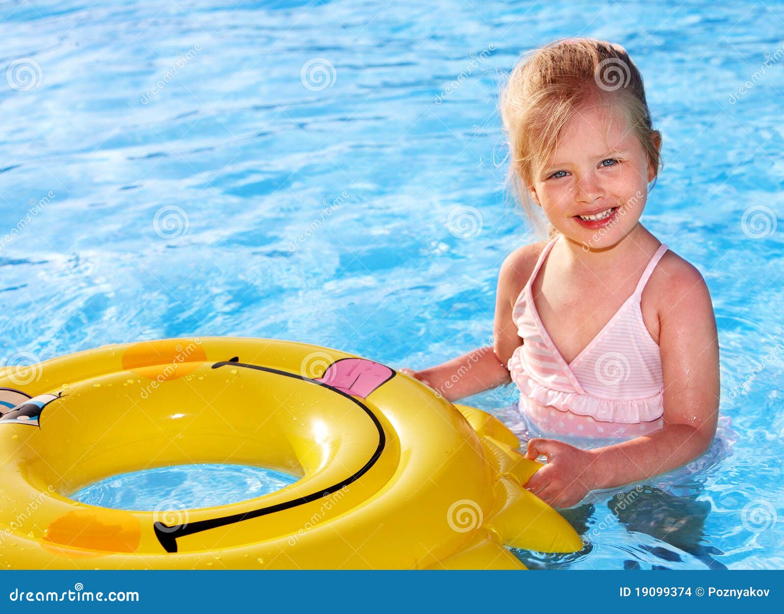 Child on inflatable ring . stock photo. Image of nature - 19099374