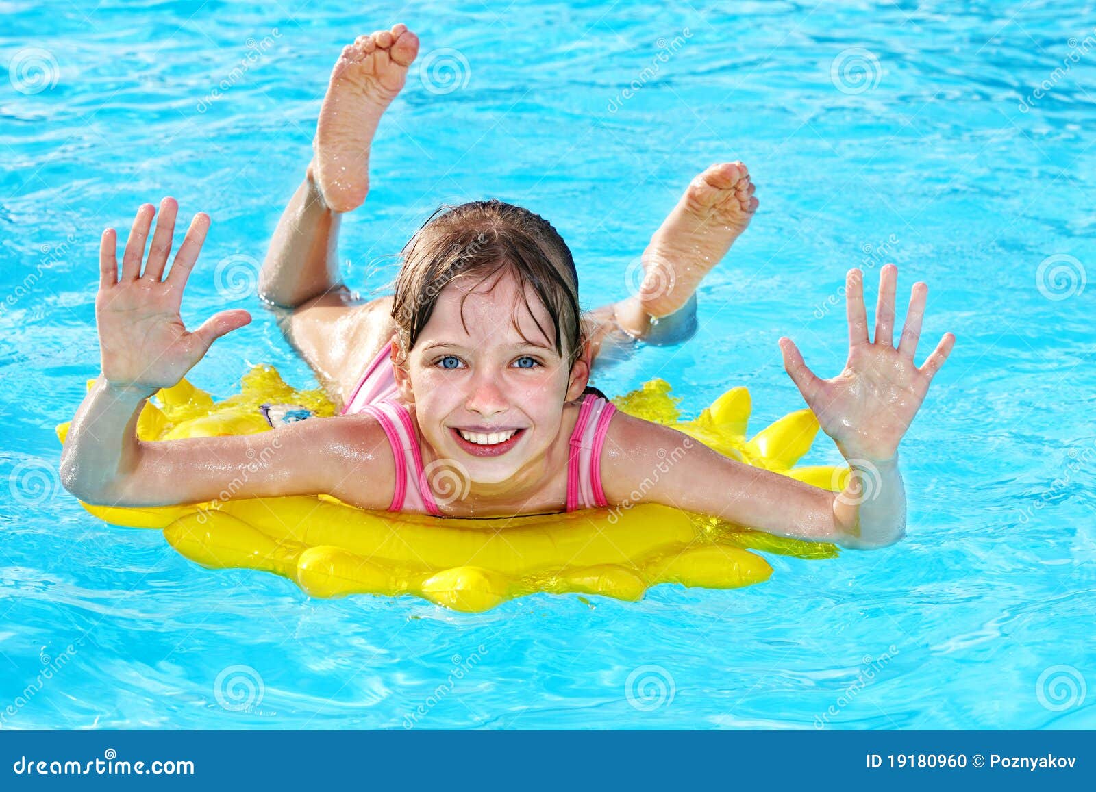 Child on inflatable ring . stock photo. Image of float - 19180960