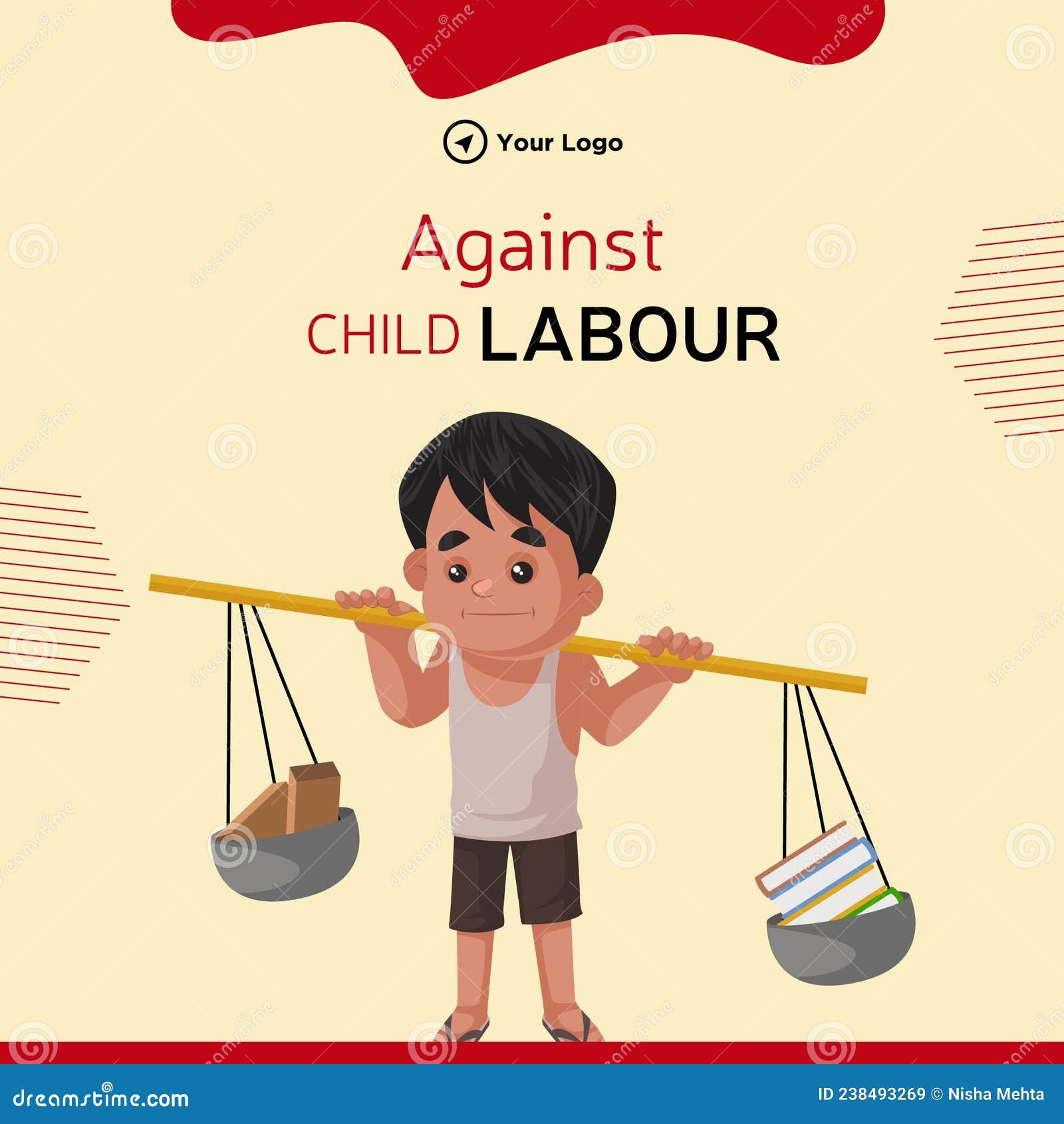Banner Design of Against Child Labour Stock Vector - Illustration of cute,  construction: 238493269