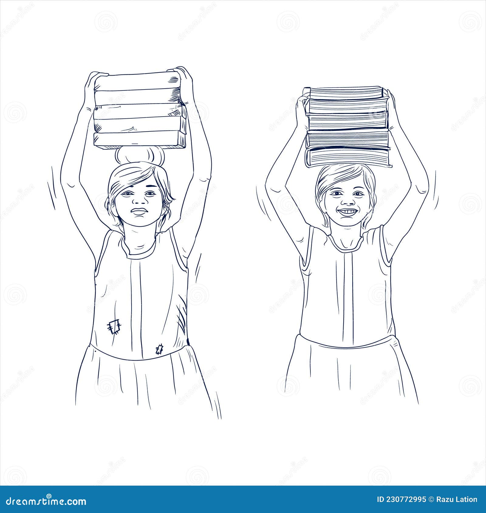 Child labor day concept in line art drawing sketch illustration Poor vs  rich kid concept labour day creative concept illustration student vs labor  idea build childrens future the smile on kids 9275649