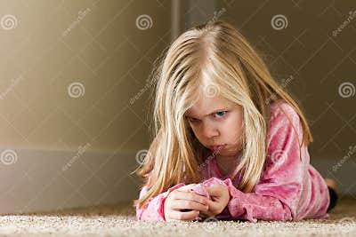 Child Laying in the Hallway Sad Stock Image - Image of fear, daughter ...