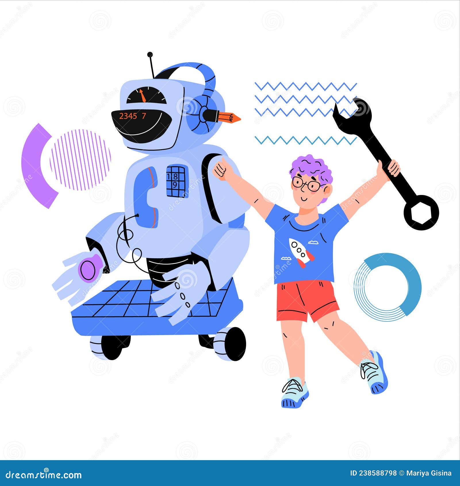 Child Learns Robotics and Programs the Robot. Programming and Robotics