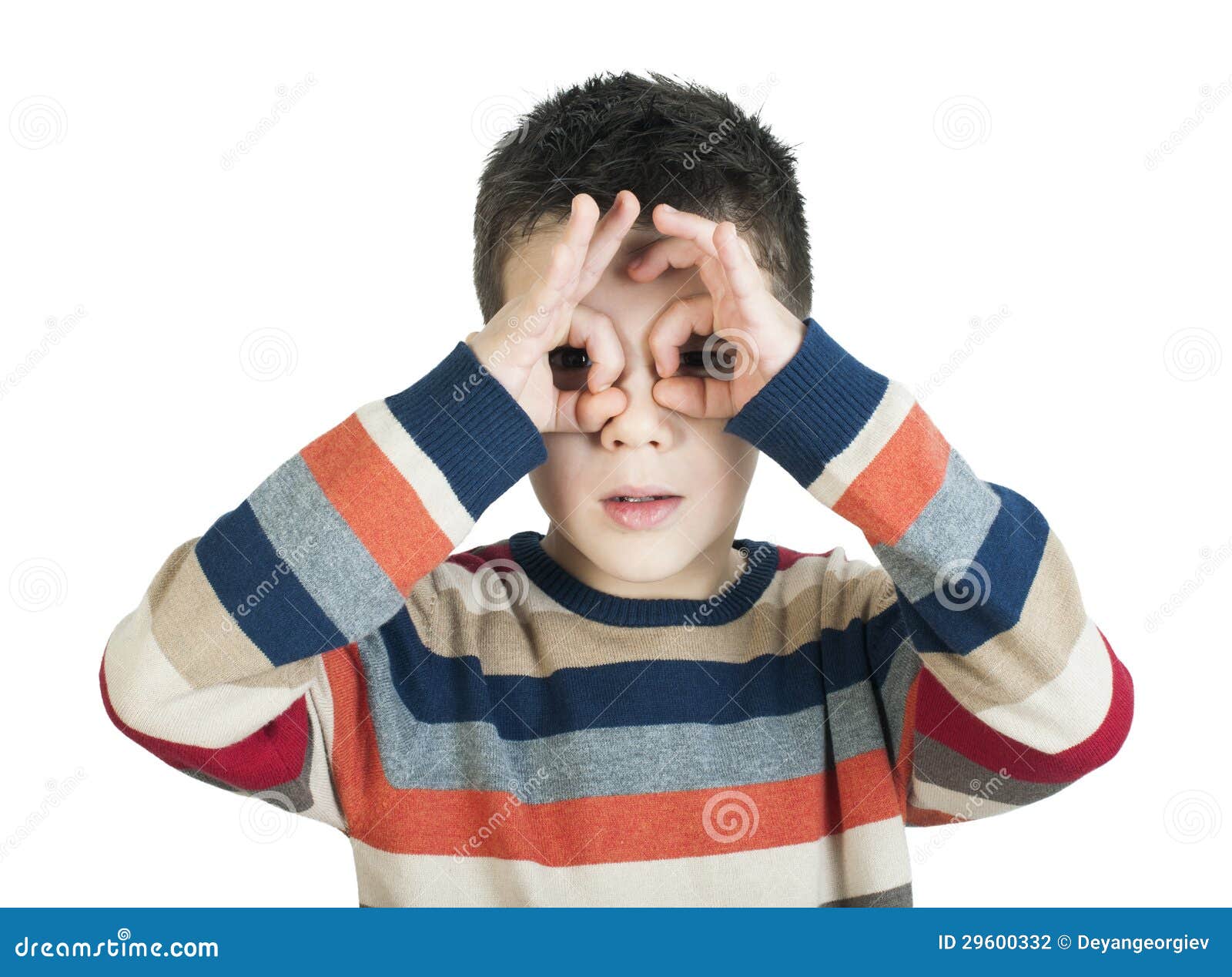 Child Looking Through His hands Stock Photo Image of game, child