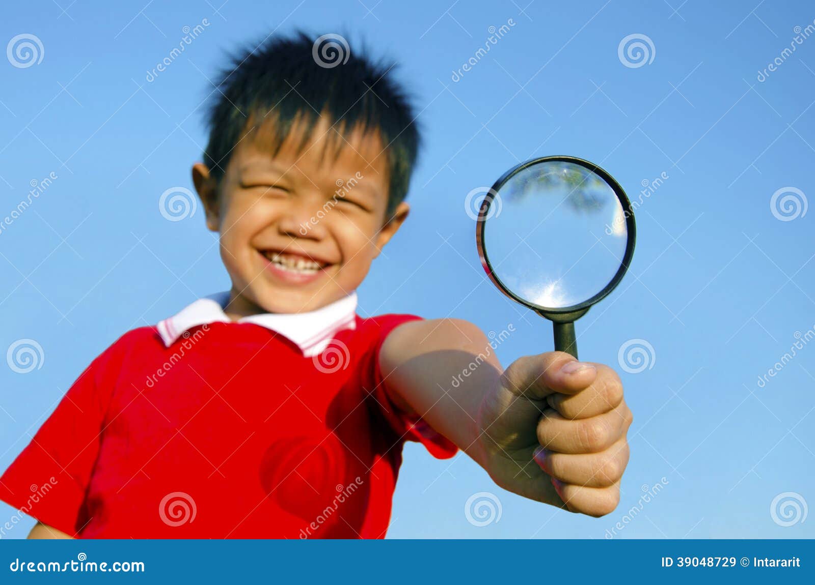 Child with a Magnifying Glass Stock Image Image of caucasian
