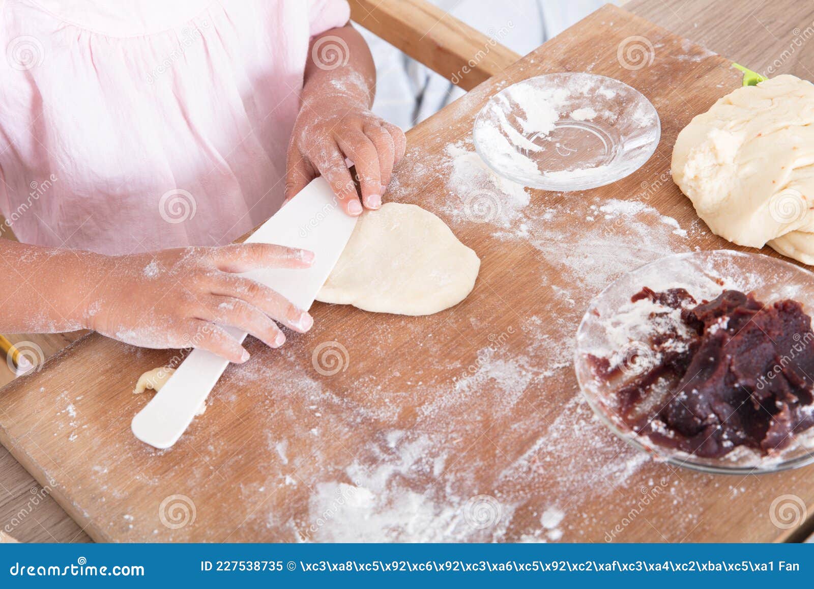 Child Making Pasta on a Cutting Board Stock Image Image of daughter