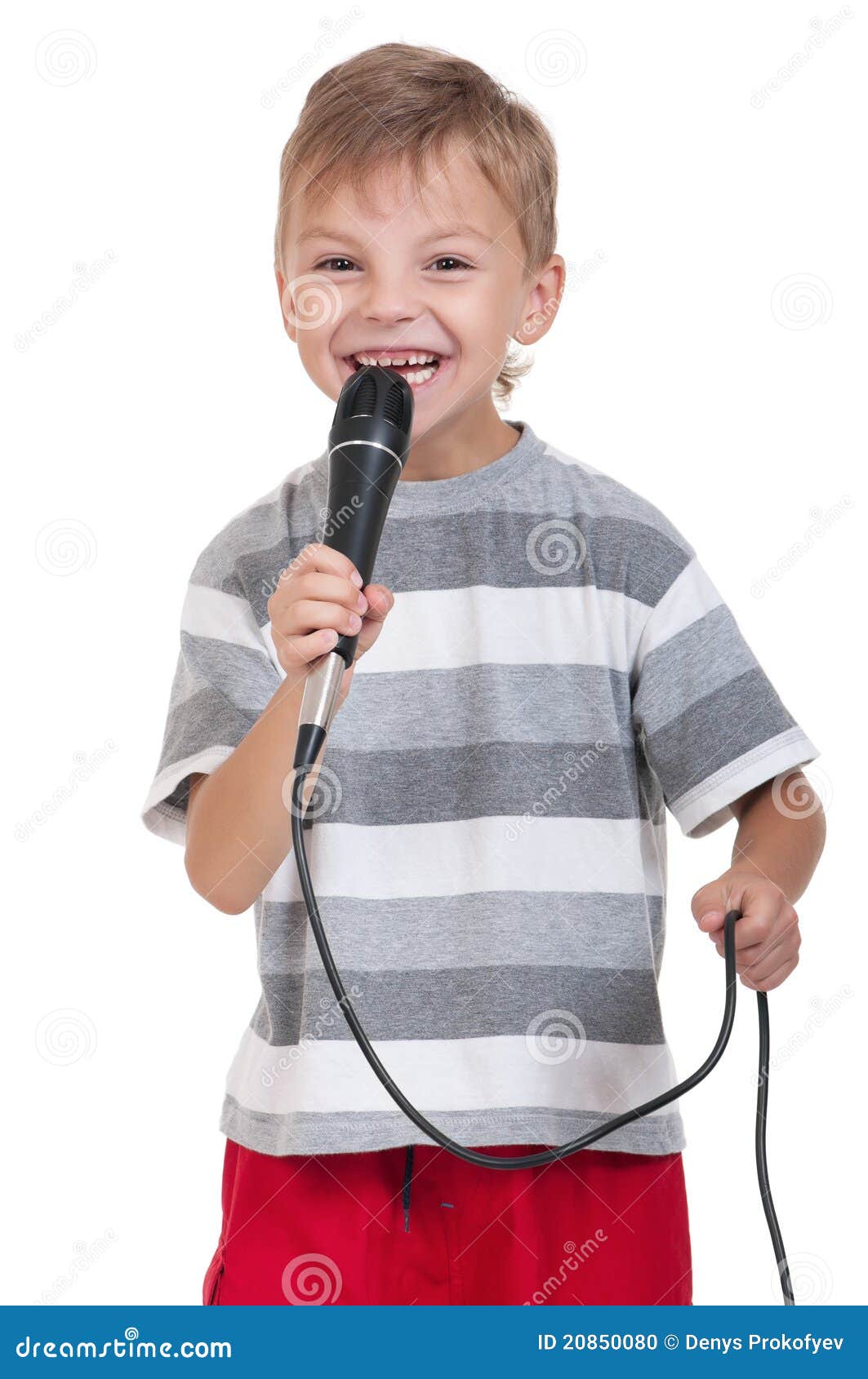 Child with microphone stock photo. Image of music, musician 20850080