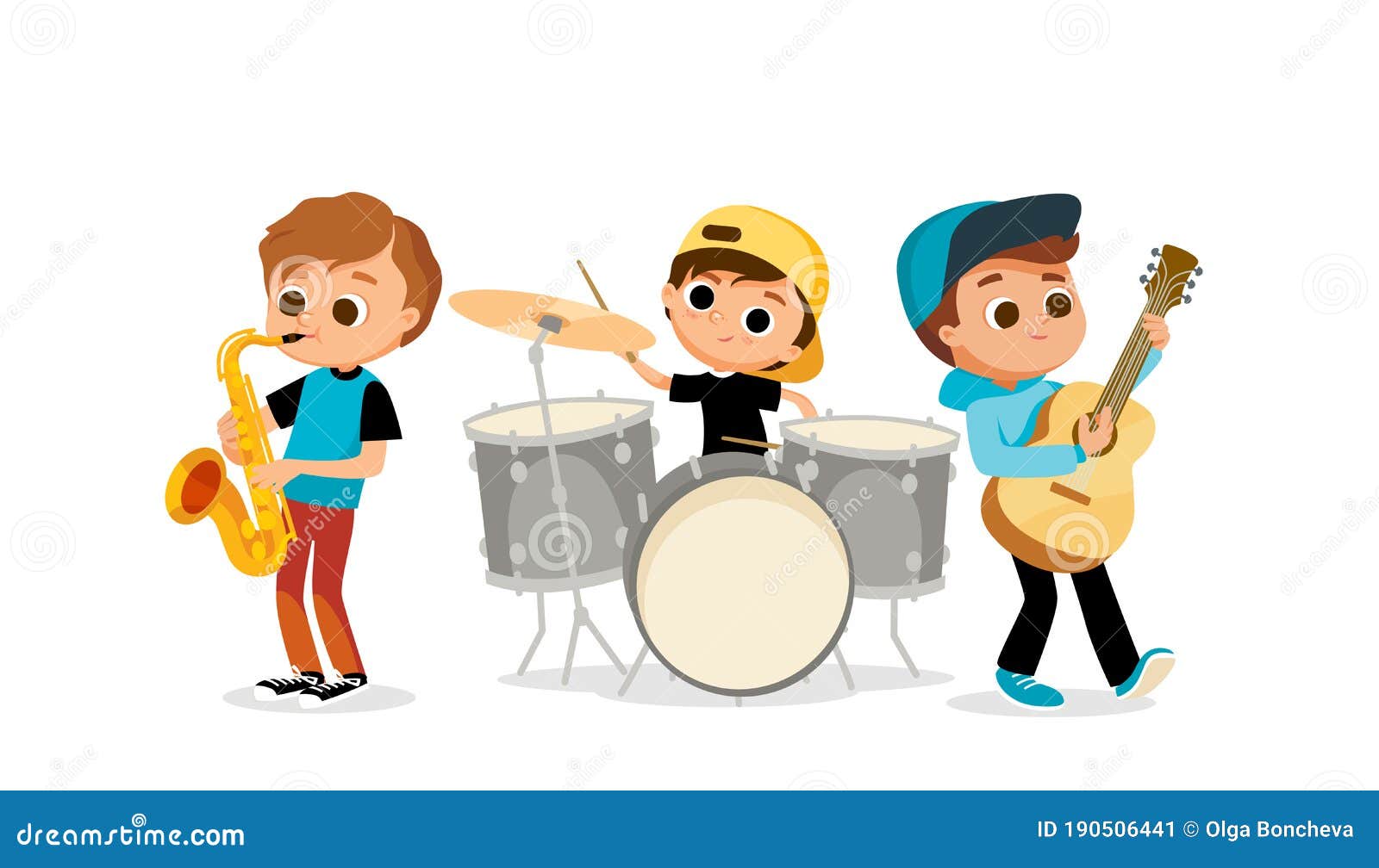 Cartoon Kids Playing Instruments