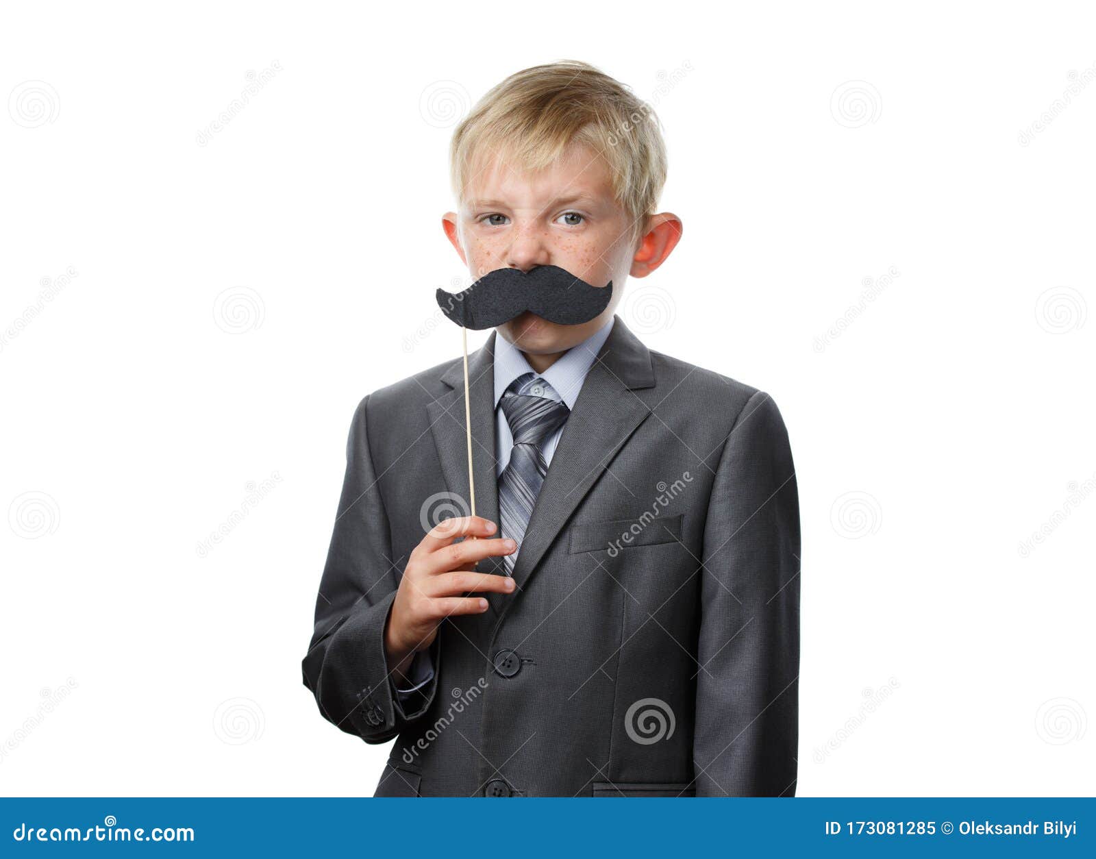 Child With A Mustache On White Isolated Background Stock Image - Image ...