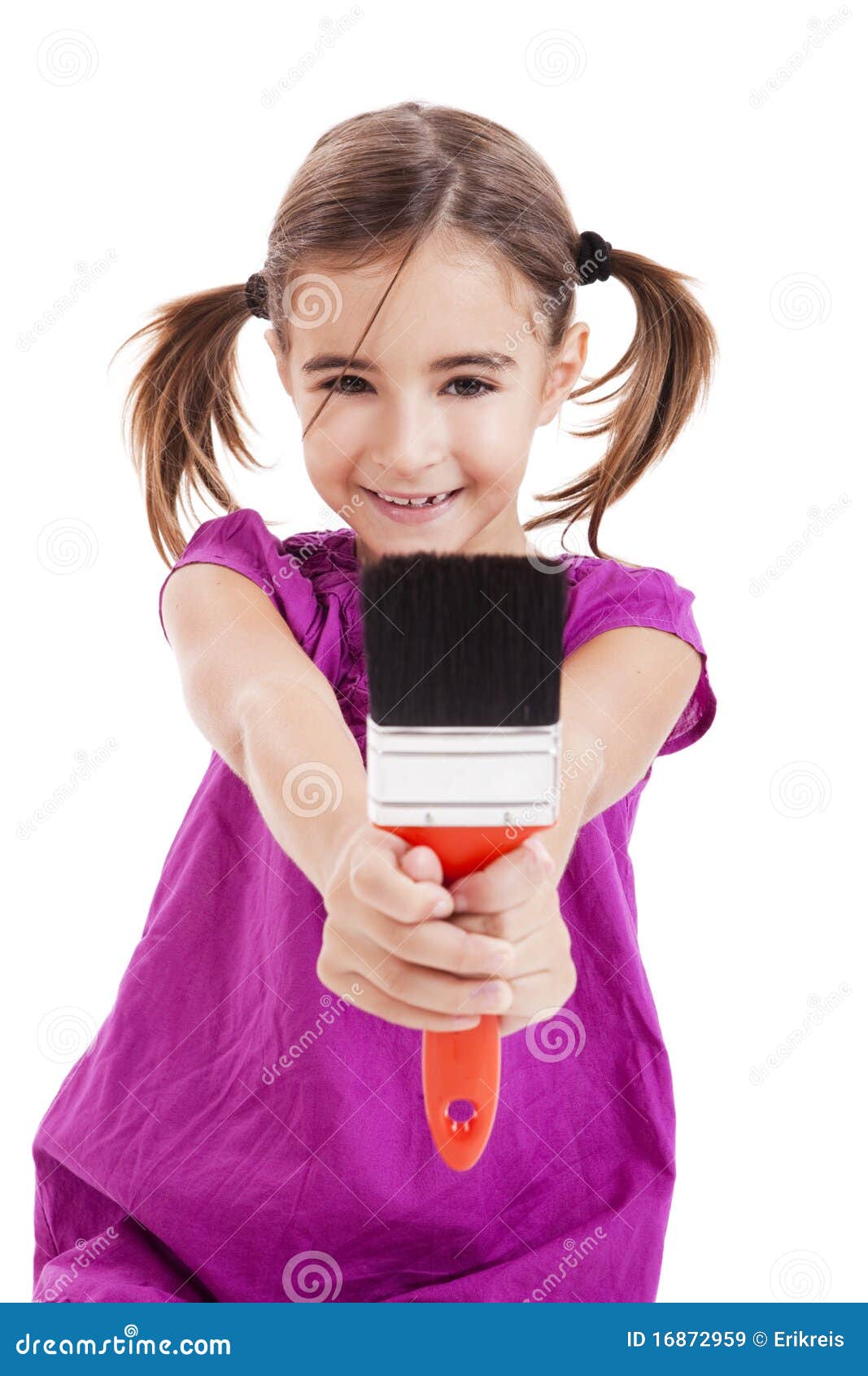 Child with a paintbrush stock image. Image of small 16872959